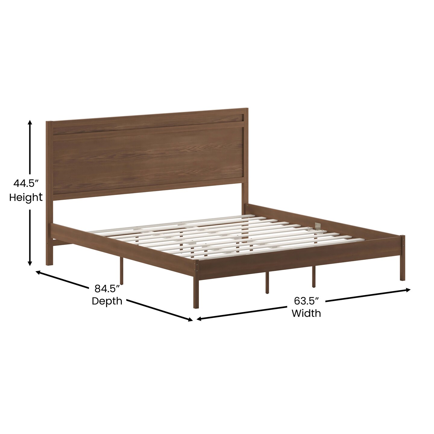Merrick Lane Somerset Solid Wood Platform Bed with Wooden Slats and Headboard, No Box Spring Needed