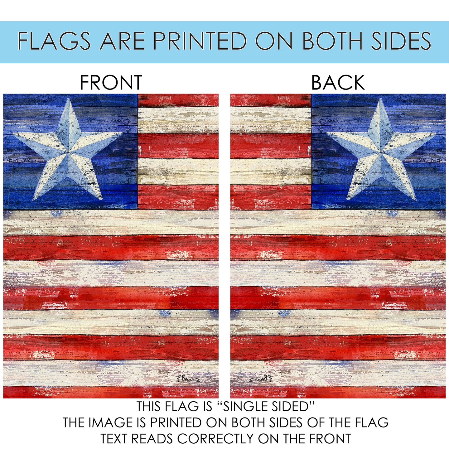 Red White and Blue Decorative Patriotic Flag