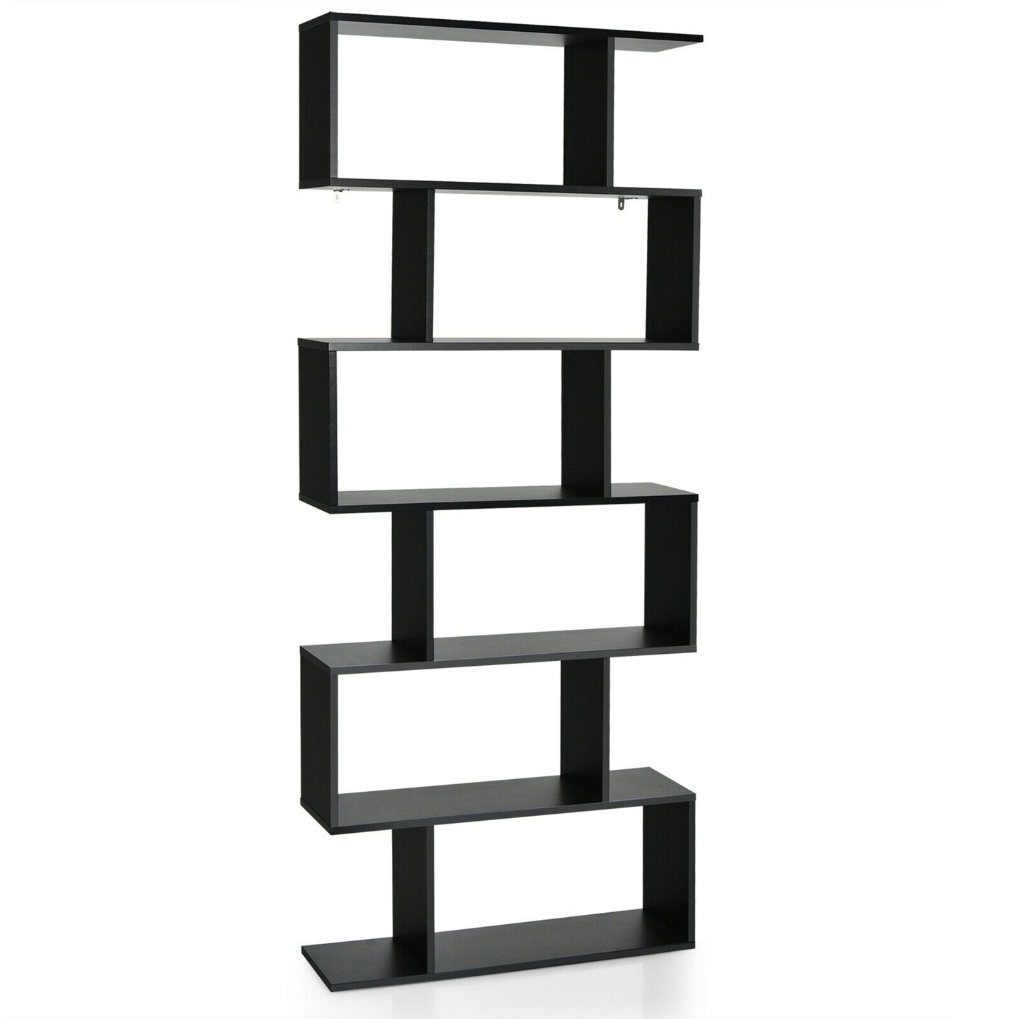 Costway 6 Tier S-Shaped Bookshelf Storage Display Bookcase Decor Z-Shelf