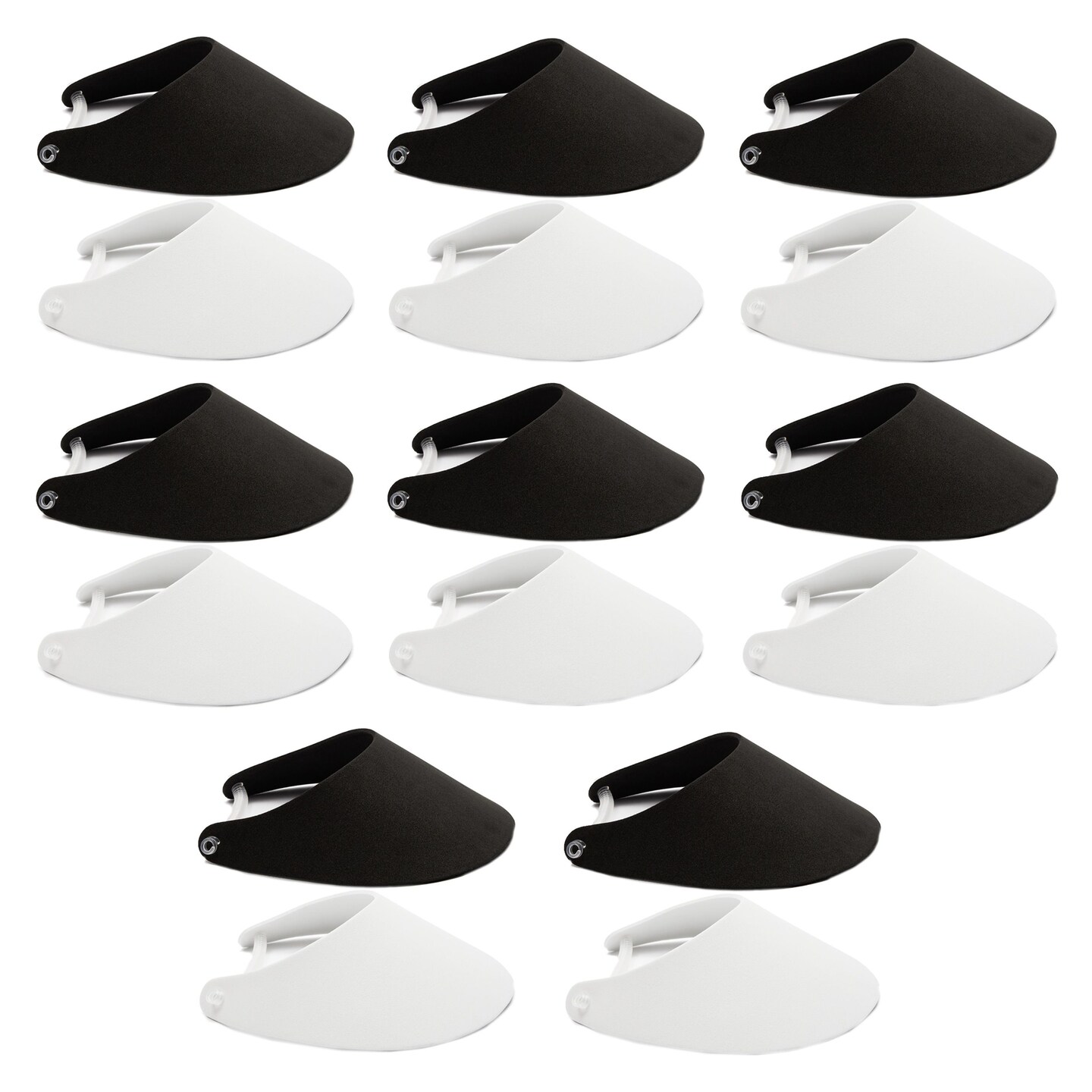 Foam Visors with Coil Bands for Crafts, Black and White (9.25 x 7 In, 16 Pack)