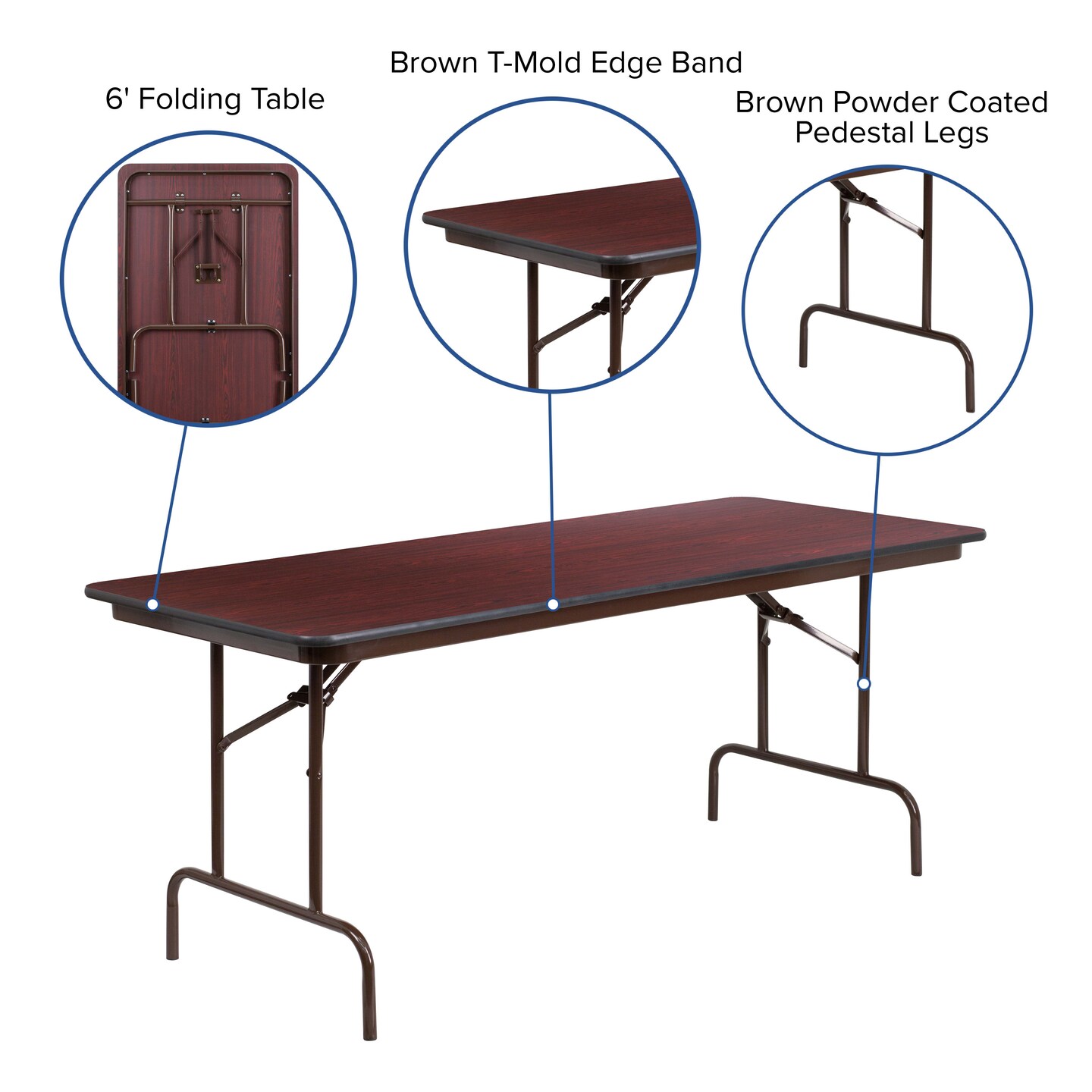 Emma and Oliver 6-Foot Mahogany Melamine Laminate Folding Banquet Table