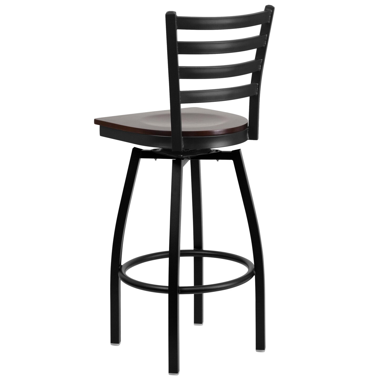 Emma and Oliver Ladder Back Swivel Metal Restaurant Dining Barstool