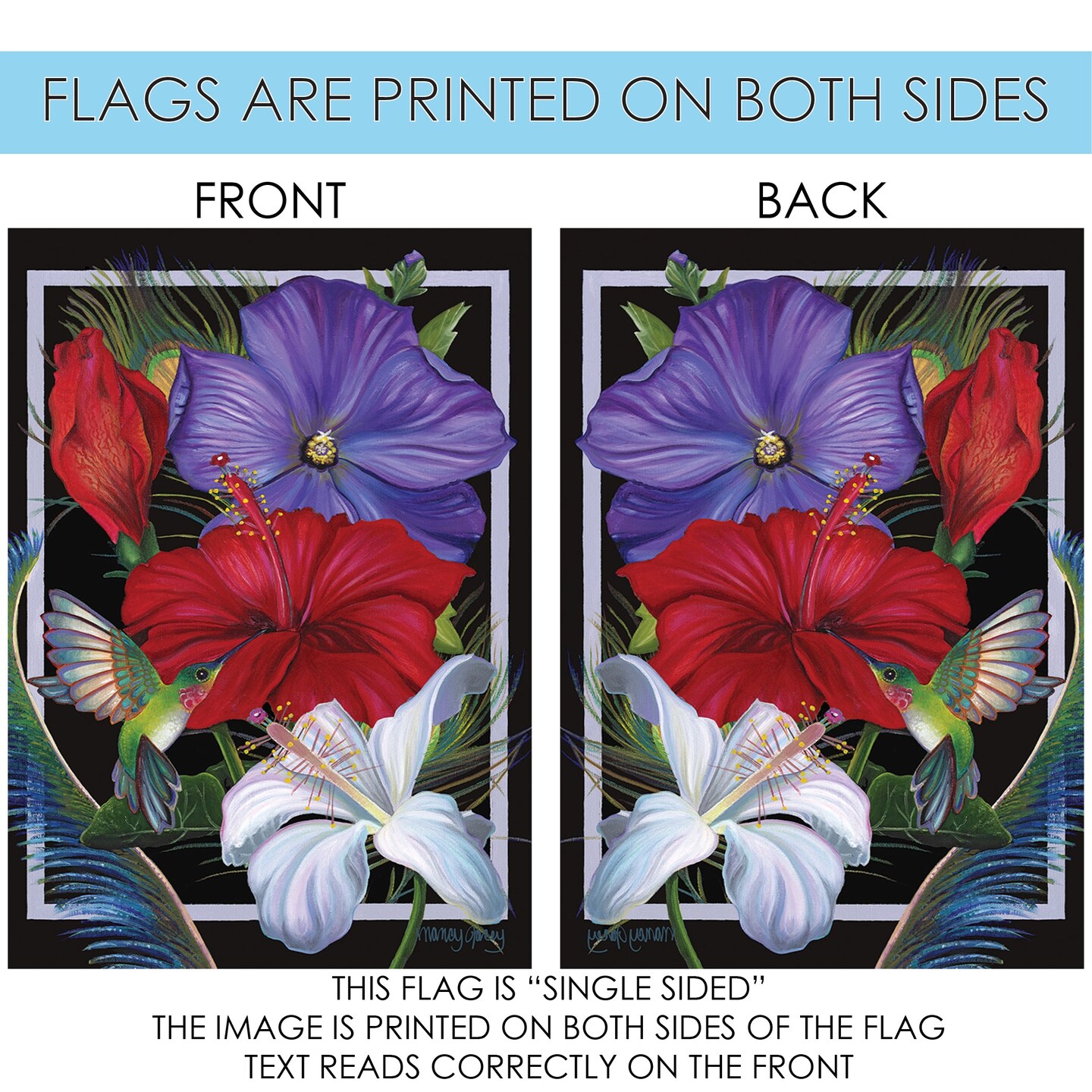 Hummingbird Hibiscus Decorative Flower Flag
