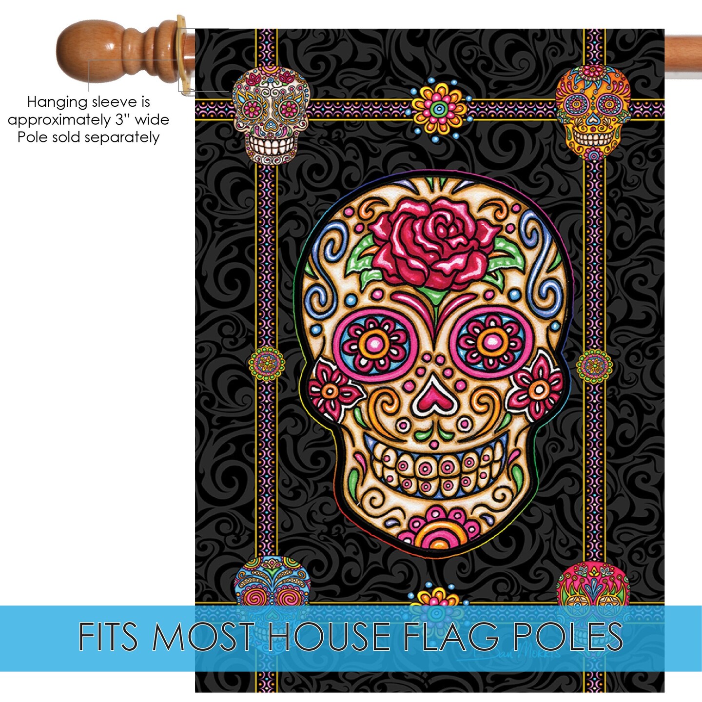 Sugar Skulls Decorative Halloween Flag