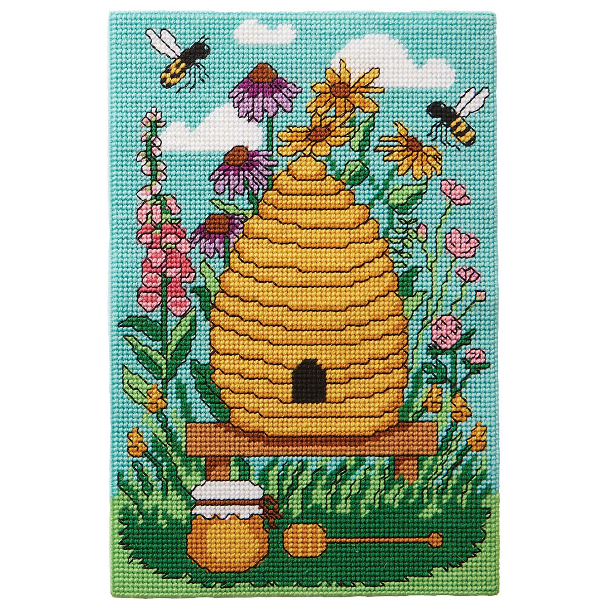 Herrschners  Buzzy Bees Wall Hanging Plastic Canvas Kit