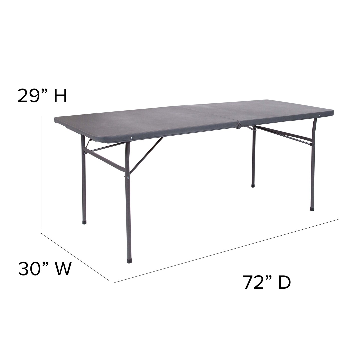 Emma and Oliver 6-Foot Bi-Fold Plastic Banquet and Event Folding Table with Handle