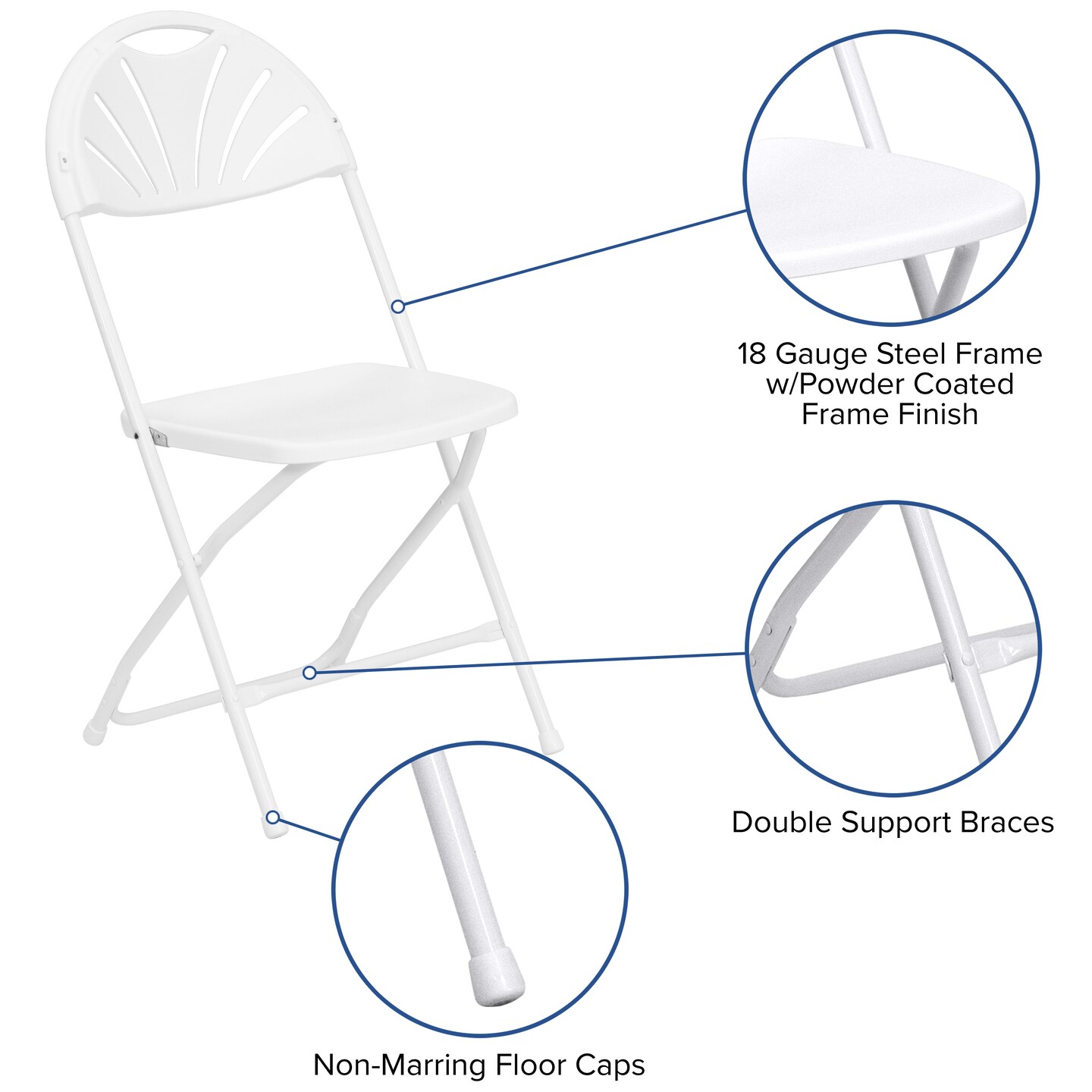 Emma and Oliver 8 Pack Wedding/Event Stackable Fan Back Plastic Folding Chair