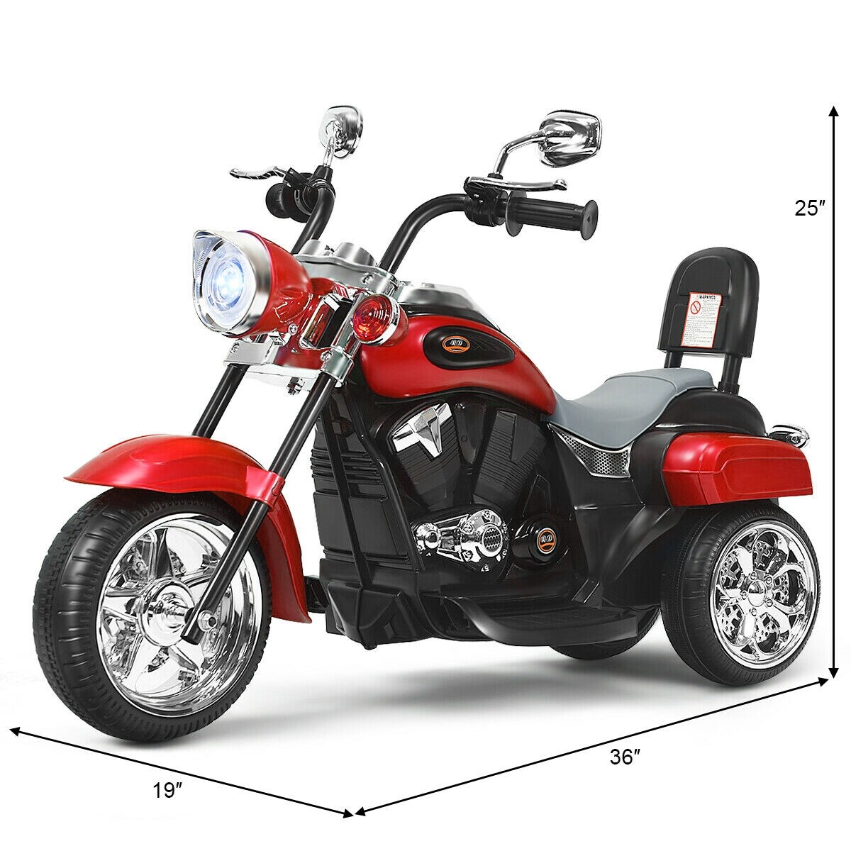 6V Chopper Style Motorcycle with Bright Headlight and Cheering Music Perfect Gift to Kids