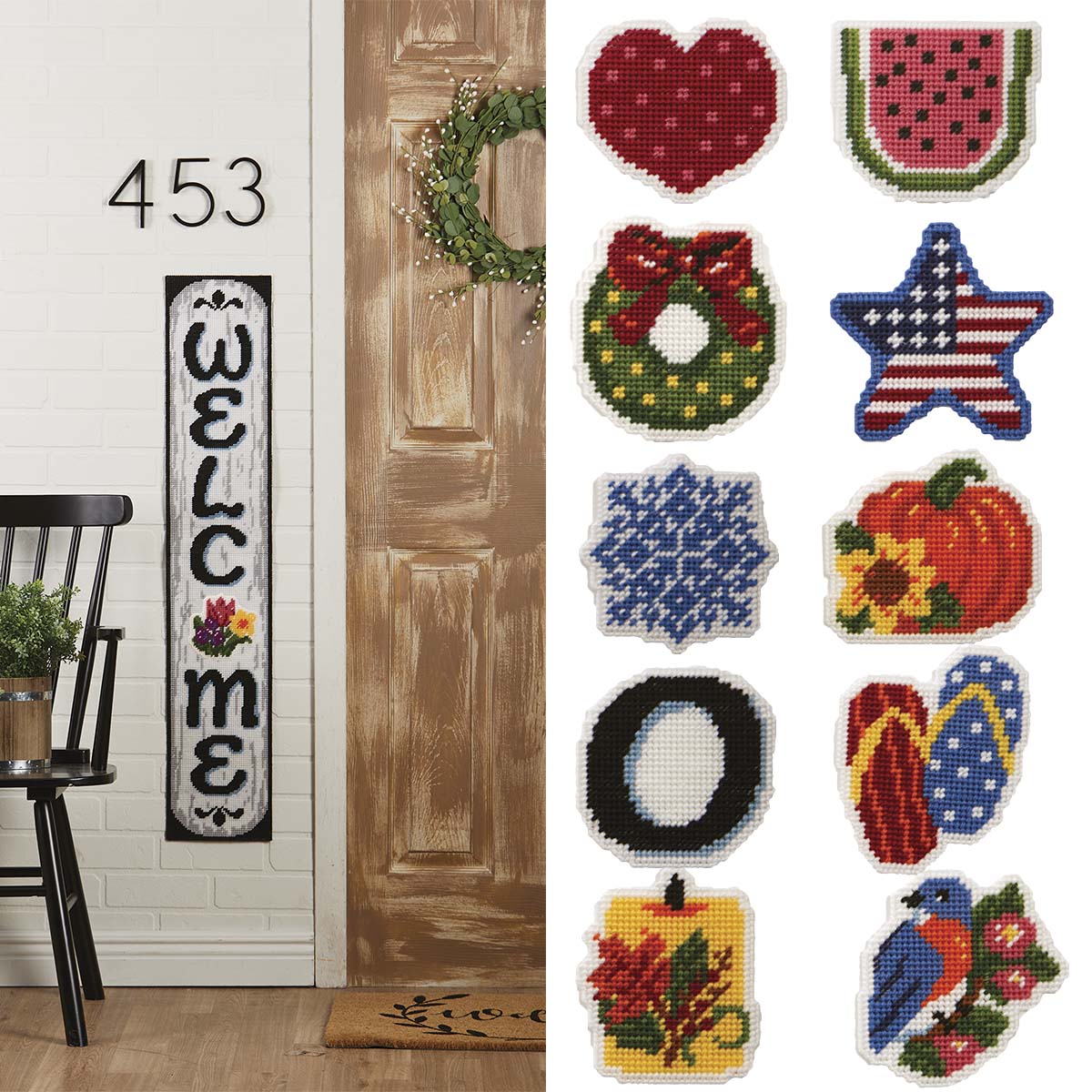 Herrschners Welcome Porch Board Wall Hanging Plastic Canvas Kit
