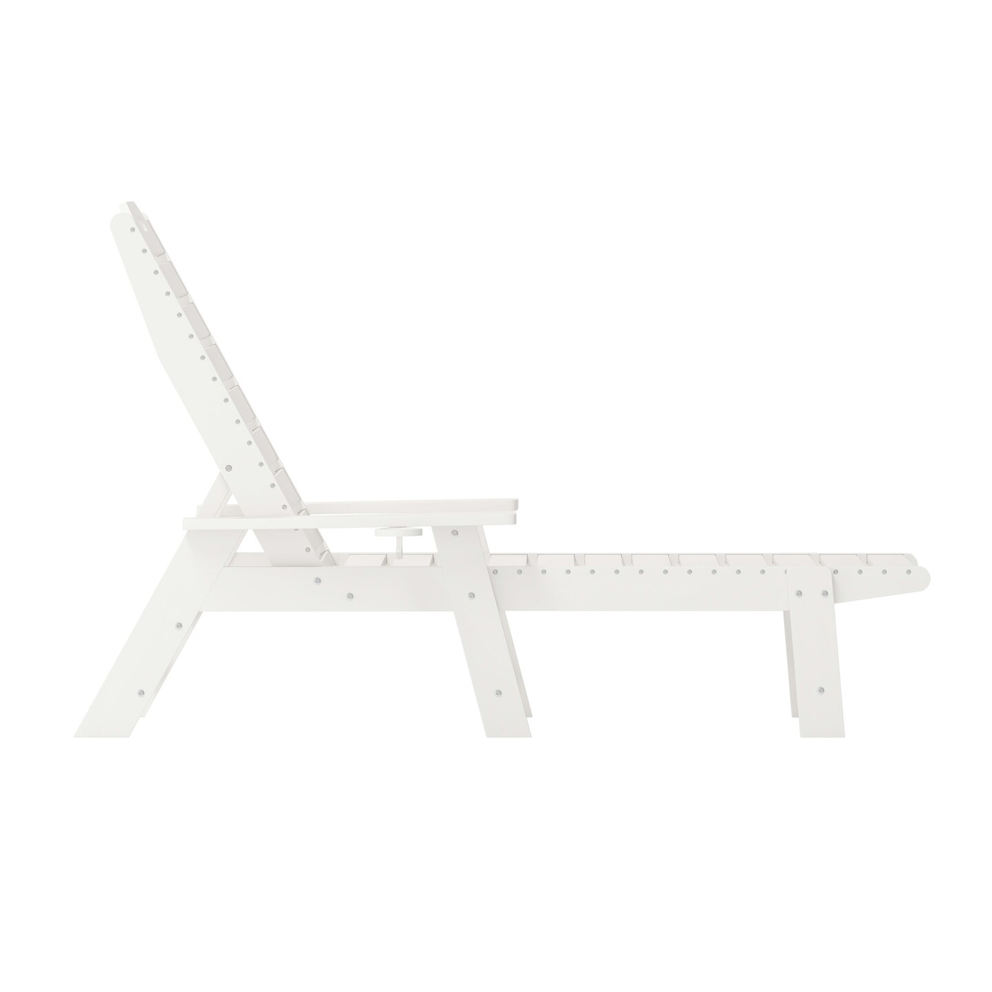 Merrick Lane Gaylord Adjustable Adirondack Lounger with Cup Holder- All-Weather Indoor/Outdoor HDPE Lounge Chair