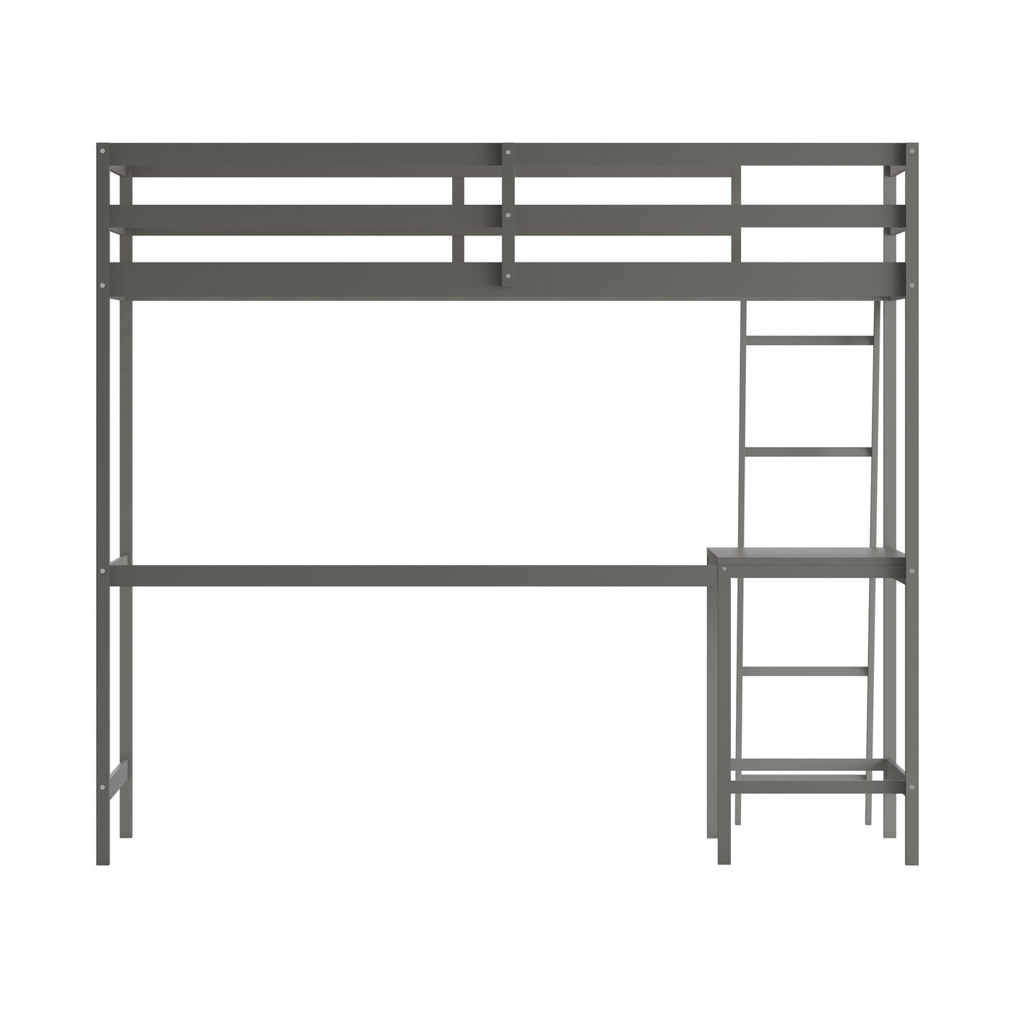 Emma and Oliver Ridley Twin Wood Loft Bed Frame with Protective Guardrails and Integrated Desk and Ladder for Use with Any 6-8&#x22; Thick Mattress