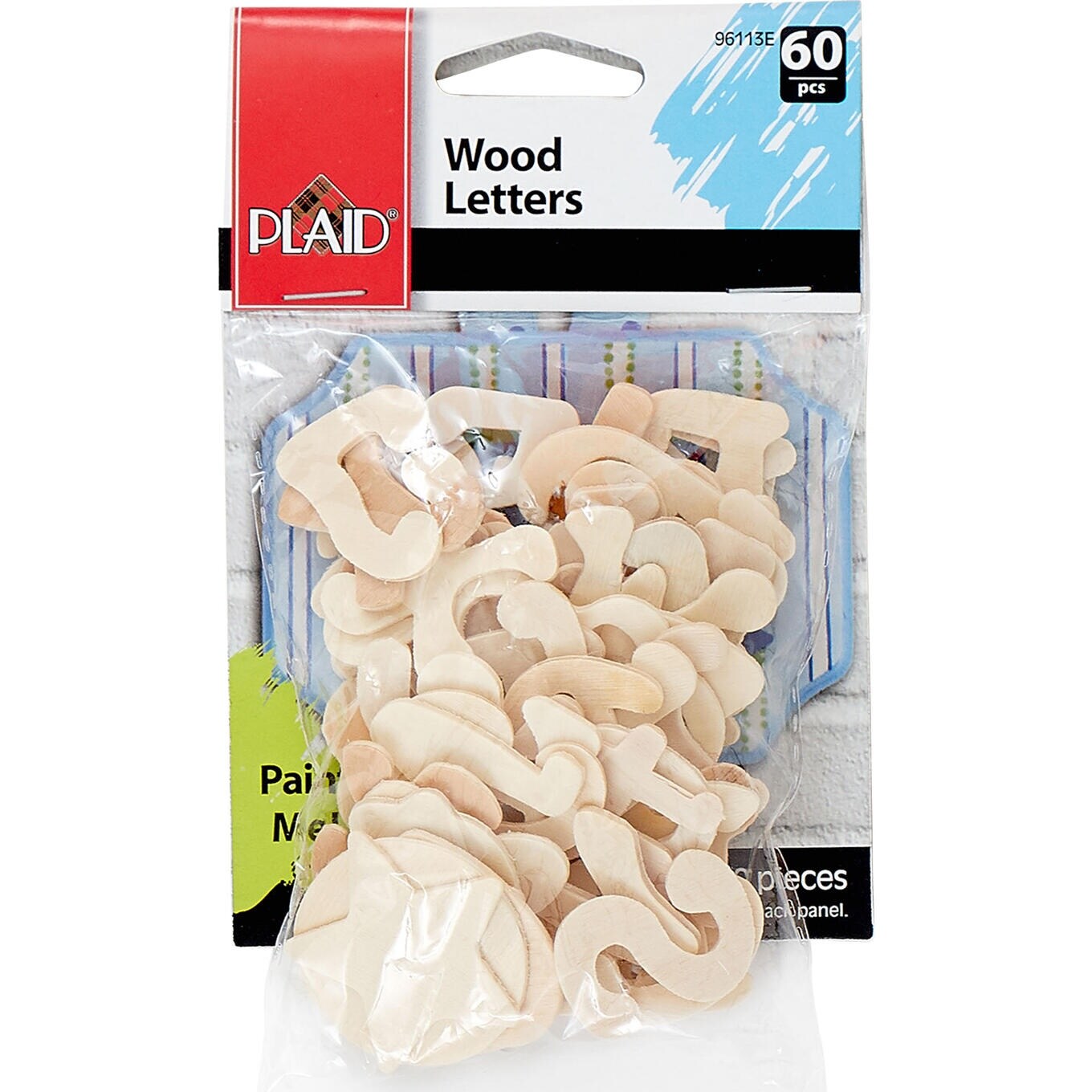 Plaid Wood Surfaces 60/Pkg-Cursive Letters