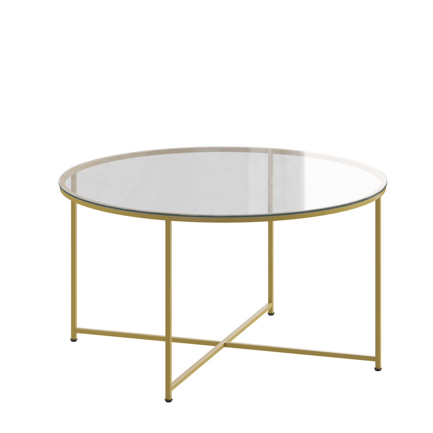 Merrick Lane Fairdale Coffee Table with Round Cross Brace Frame
