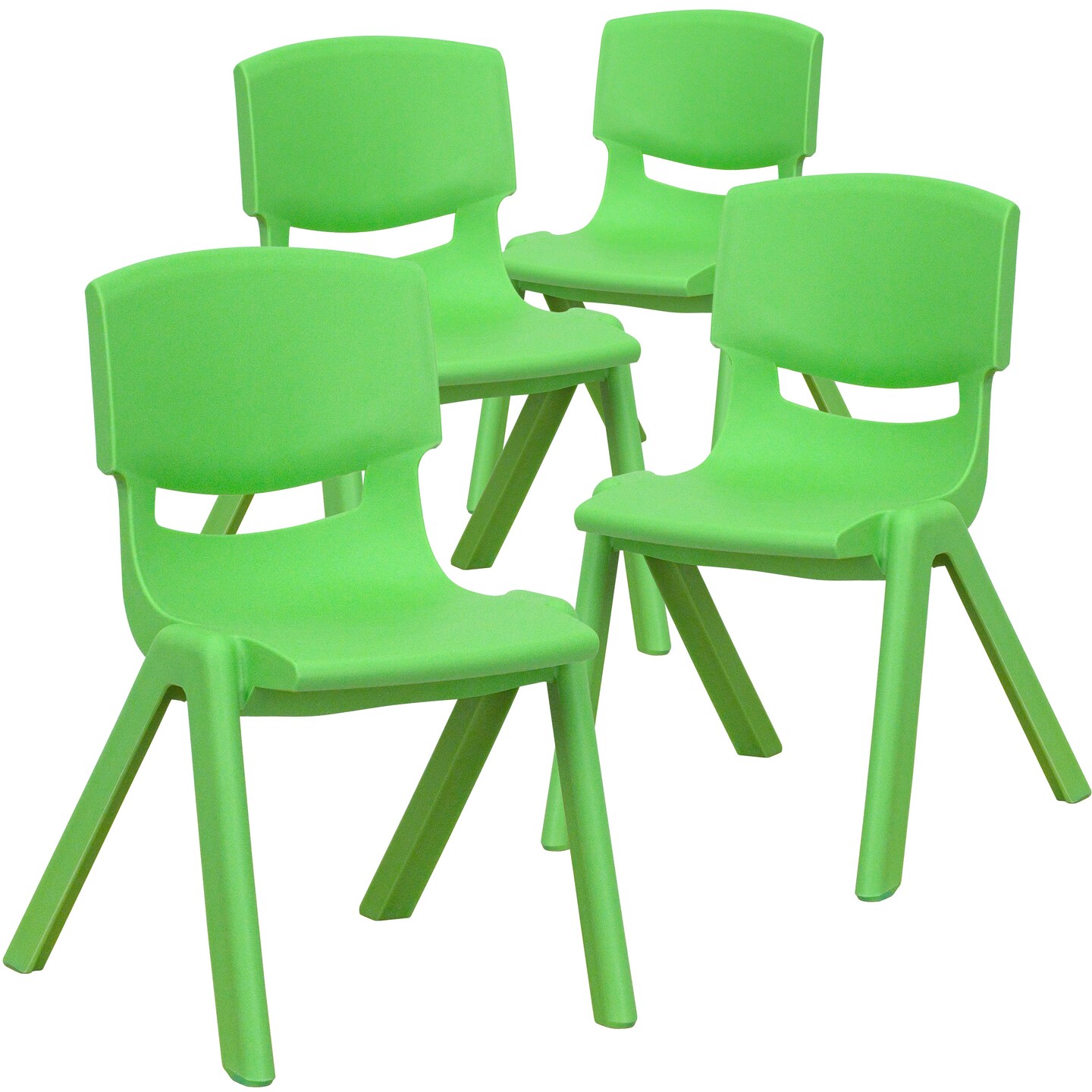 Emma and Oliver 4 Pack Plastic Stack School Chair with 12&#x22; Seat Height - Kids Chair