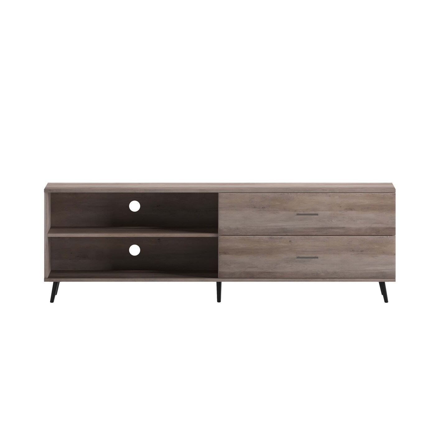 Merrick Lane Erikson Mid-Century Modern TV Stand with Adjustable Shelves and Two Drawers