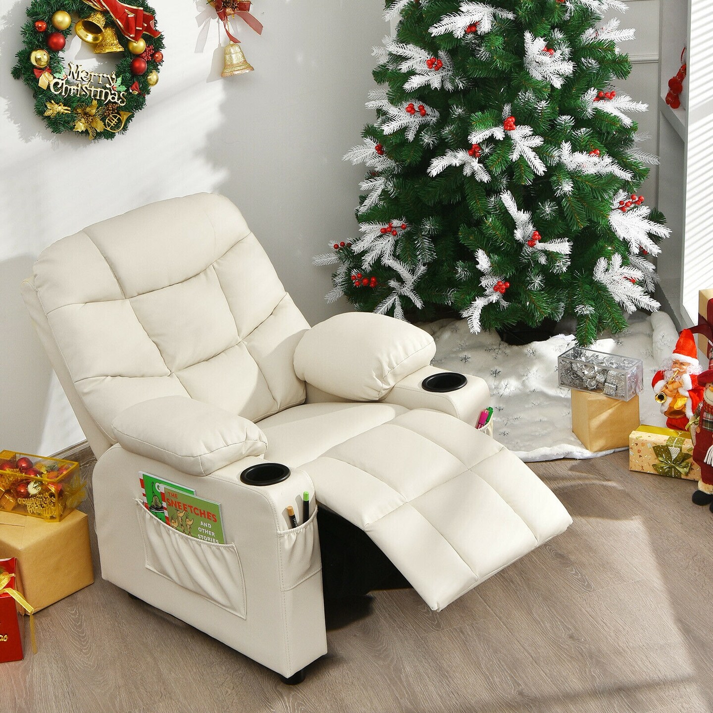 Kids Recliner Chair with Cup Holders Suitable for Children's Room, Living Room and Bedroom