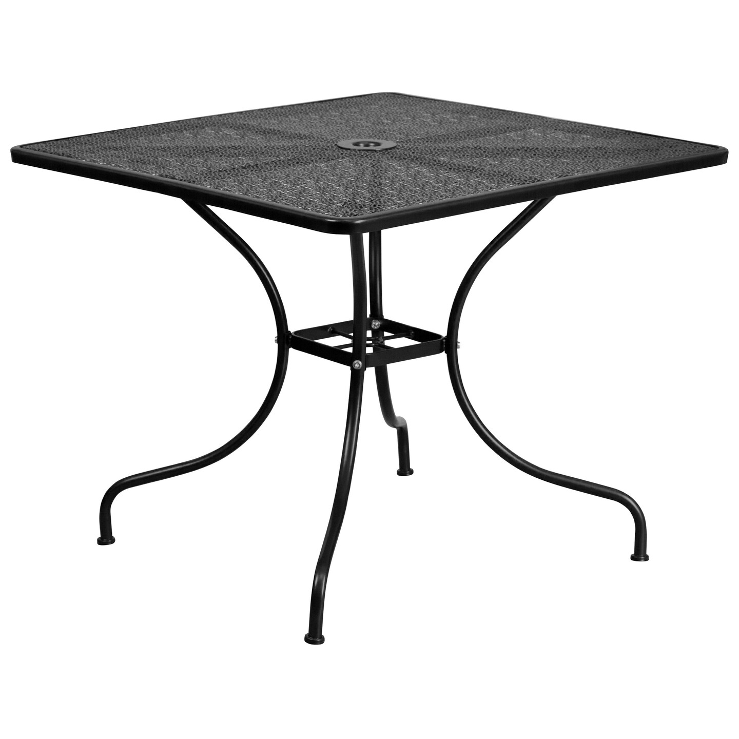 Emma and Oliver Commercial Grade 35.5" Square Metal Garden Patio Table Set, 4 Square Back Chairs