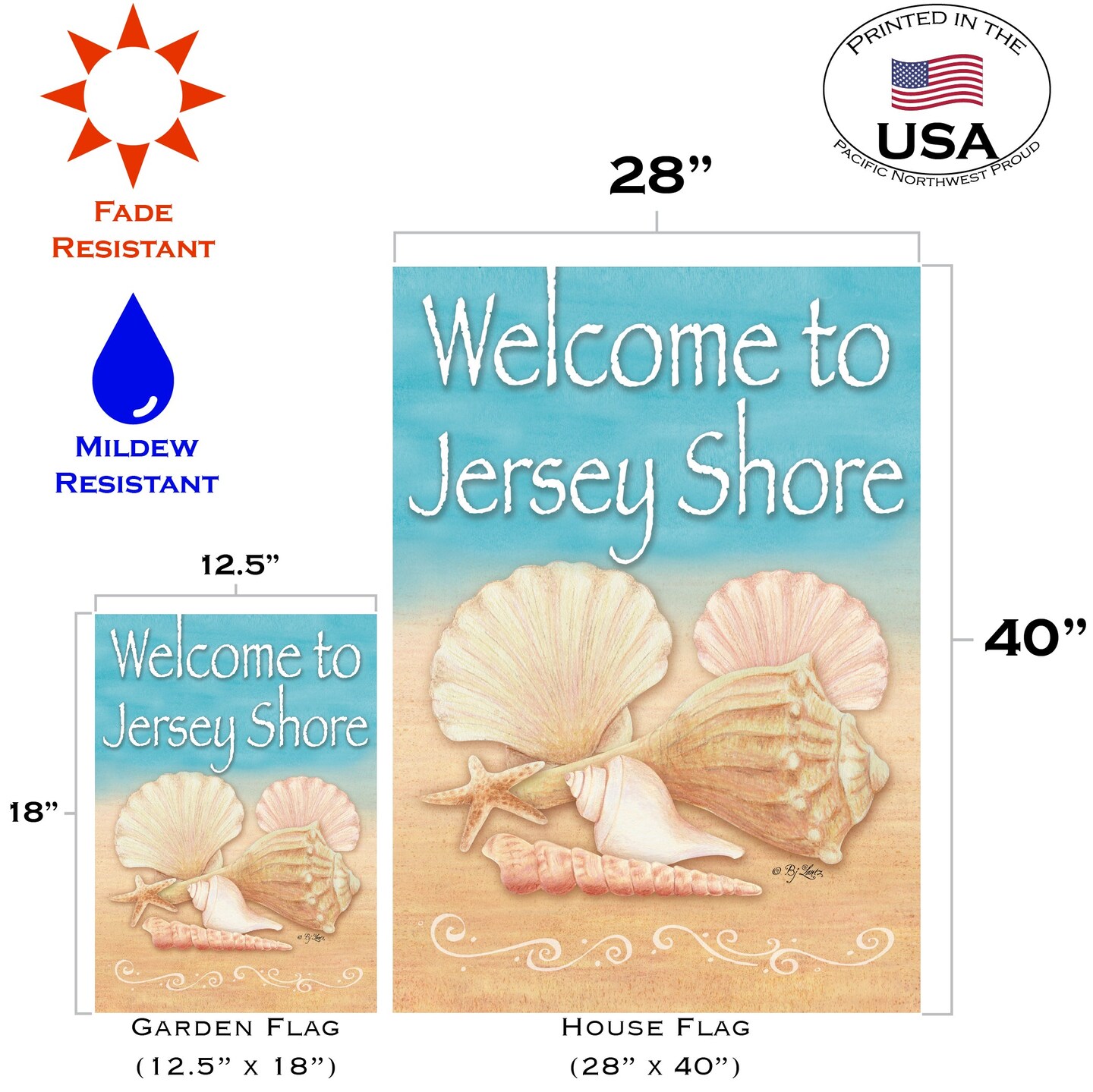 Welcome Shells-Jersey Shore Decorative Jersey Shore Flag