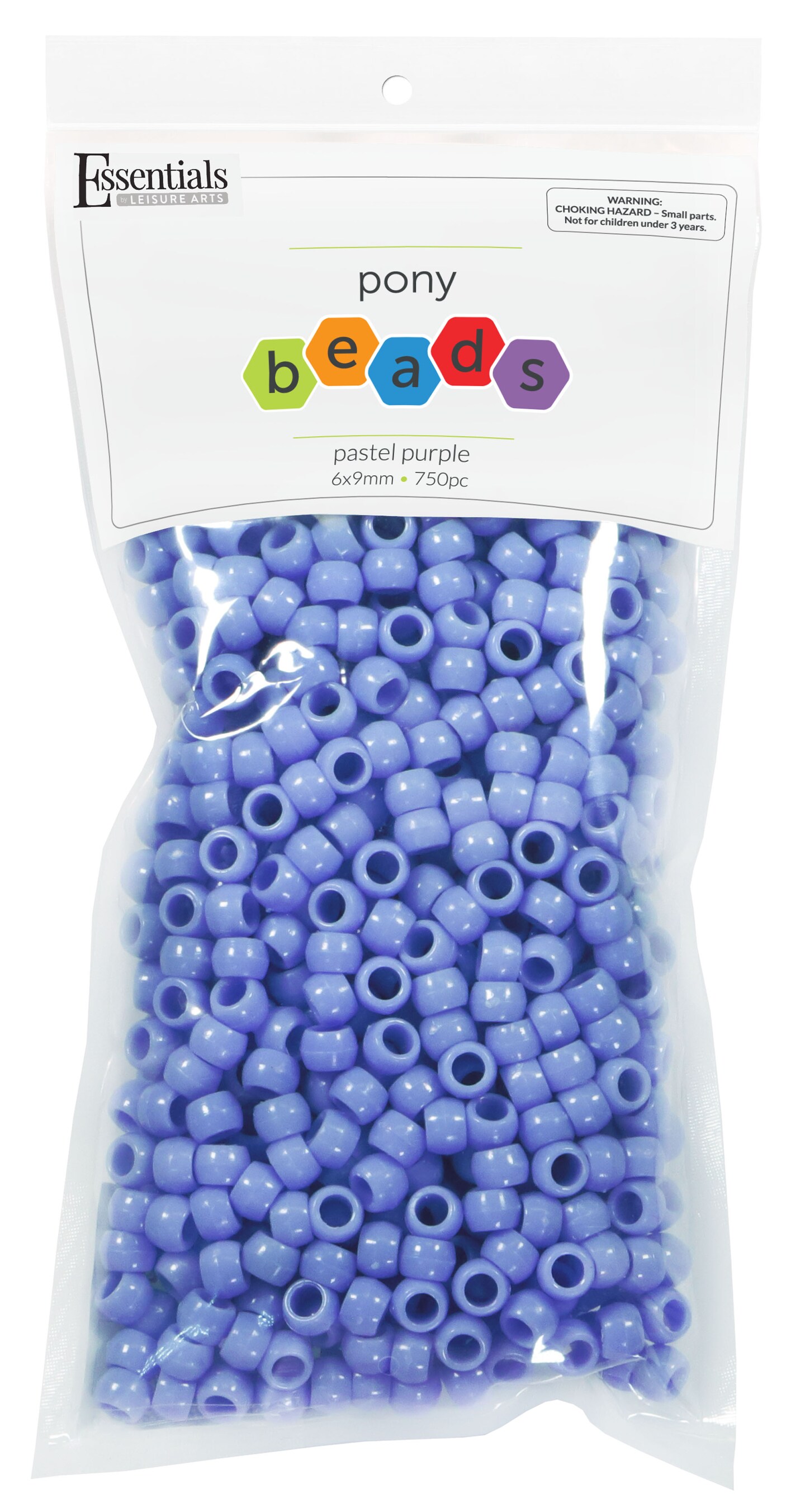 Essentials by Leisure Arts Pony Bead 6mm x 9mm Pastel Purple Opaque Plastic Pony Beads Bulk 750 pieces for Arts, Crafts, Bracelet, Necklace, Jewelry Making, Earring, Hair Braiding