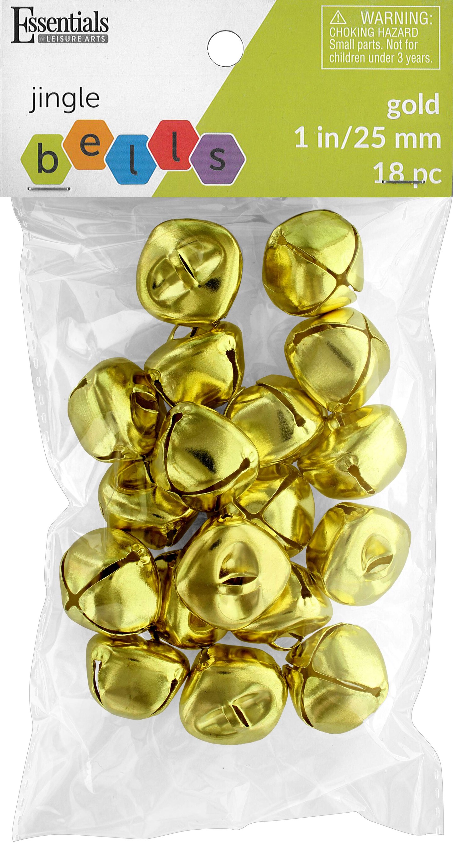 Essentials By Leisure Arts Arts Jingle Bells 25mm Gold 18pc