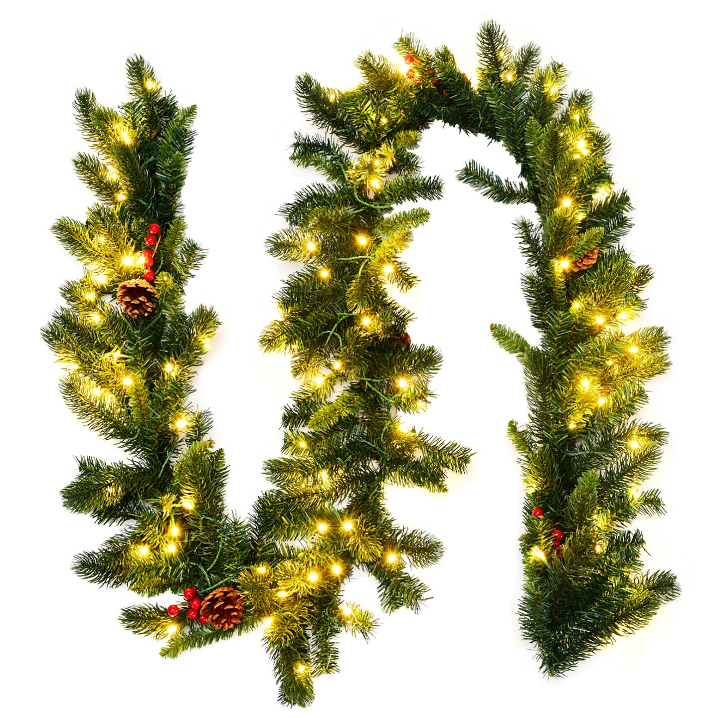 9' x 10 Pre-lit Wispy Willow White Artificial Christmas Garland with 50  Clear Lights