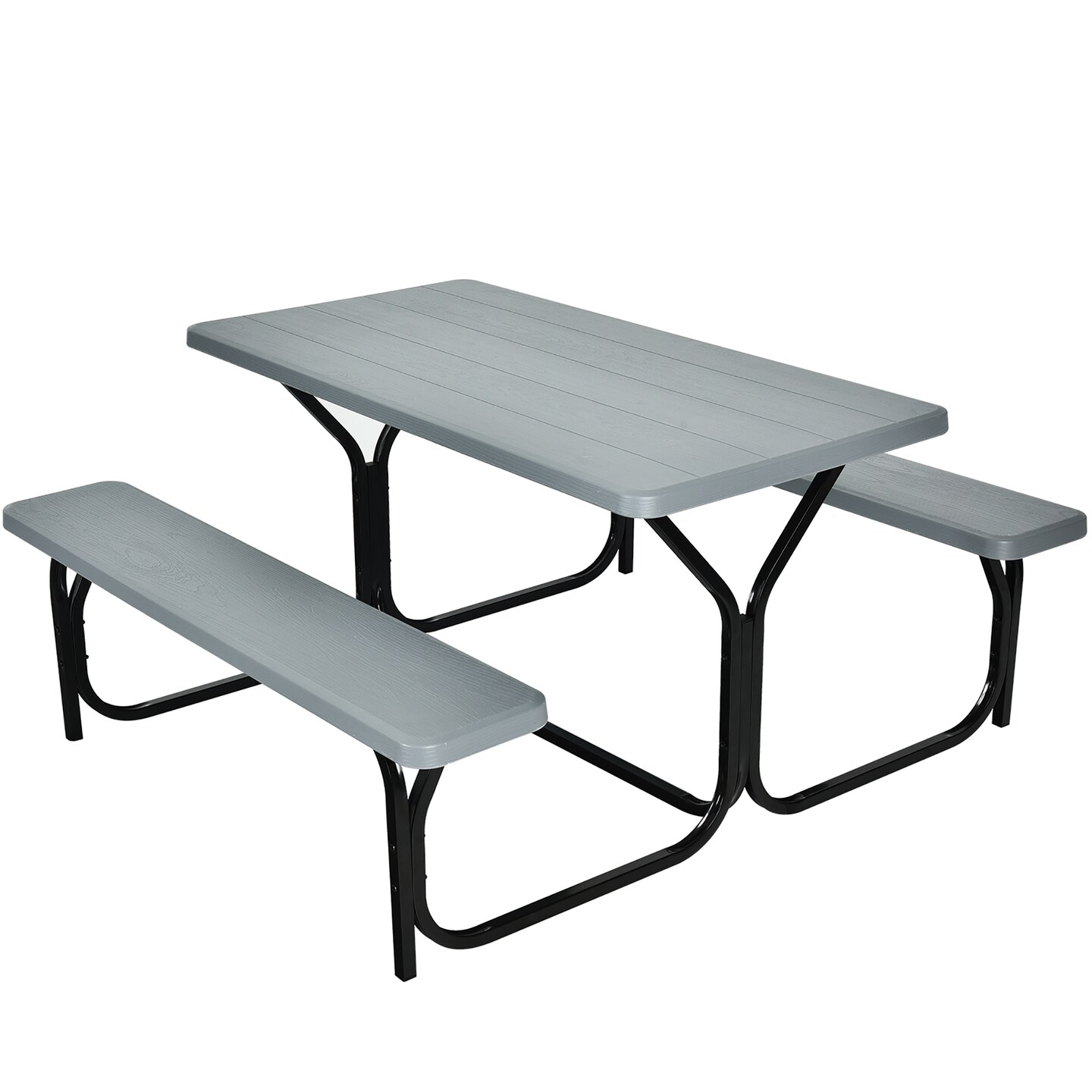 Costway Picnic Table Bench Set Outdoor Backyard Patio Garden Party Dining All Weather Black/White/Grey/Brown/Green