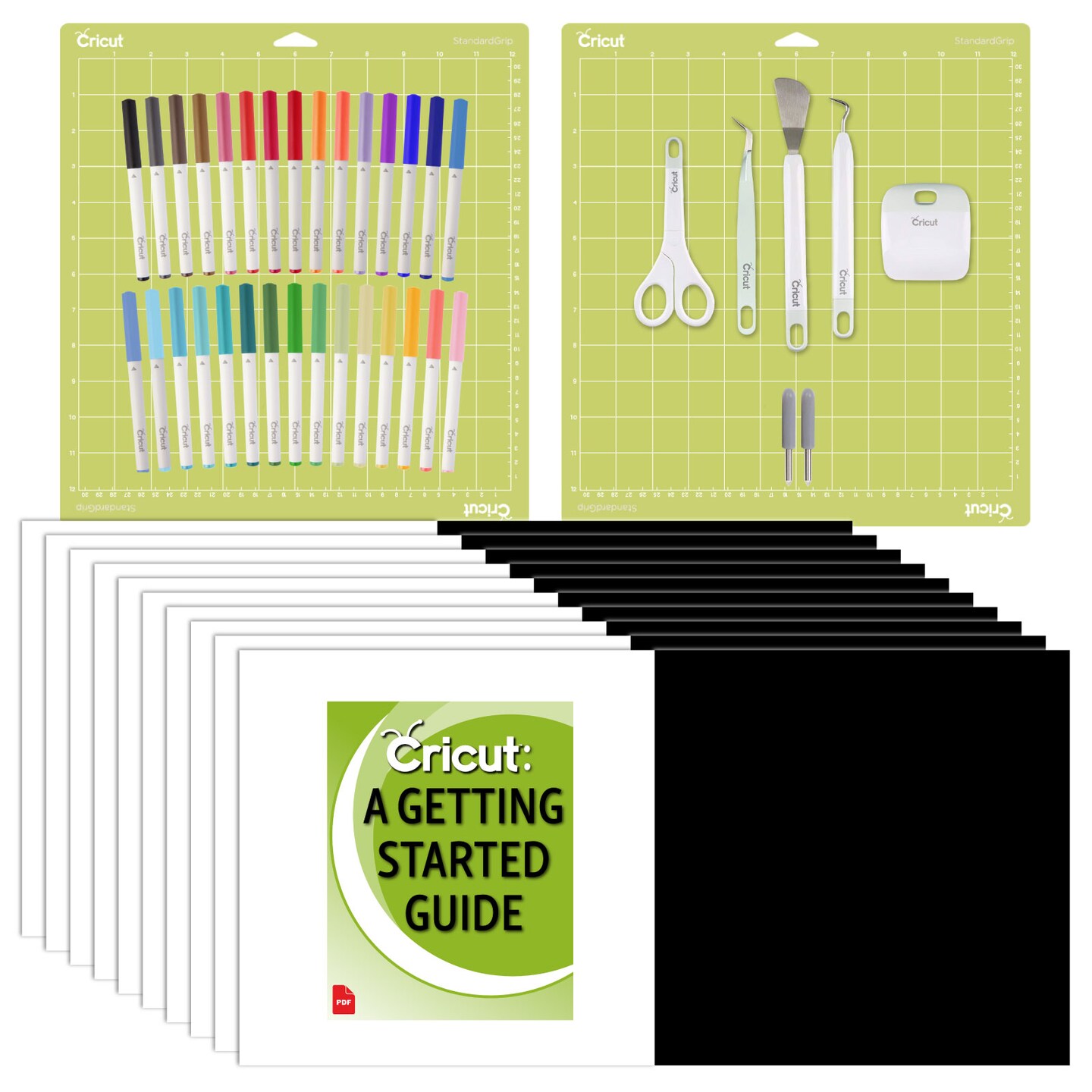 Cricut Machine Essential Bundle: Basic Tool Kit, Pen Set, Cutting Mat,  Deep-Cut Blade and Housing