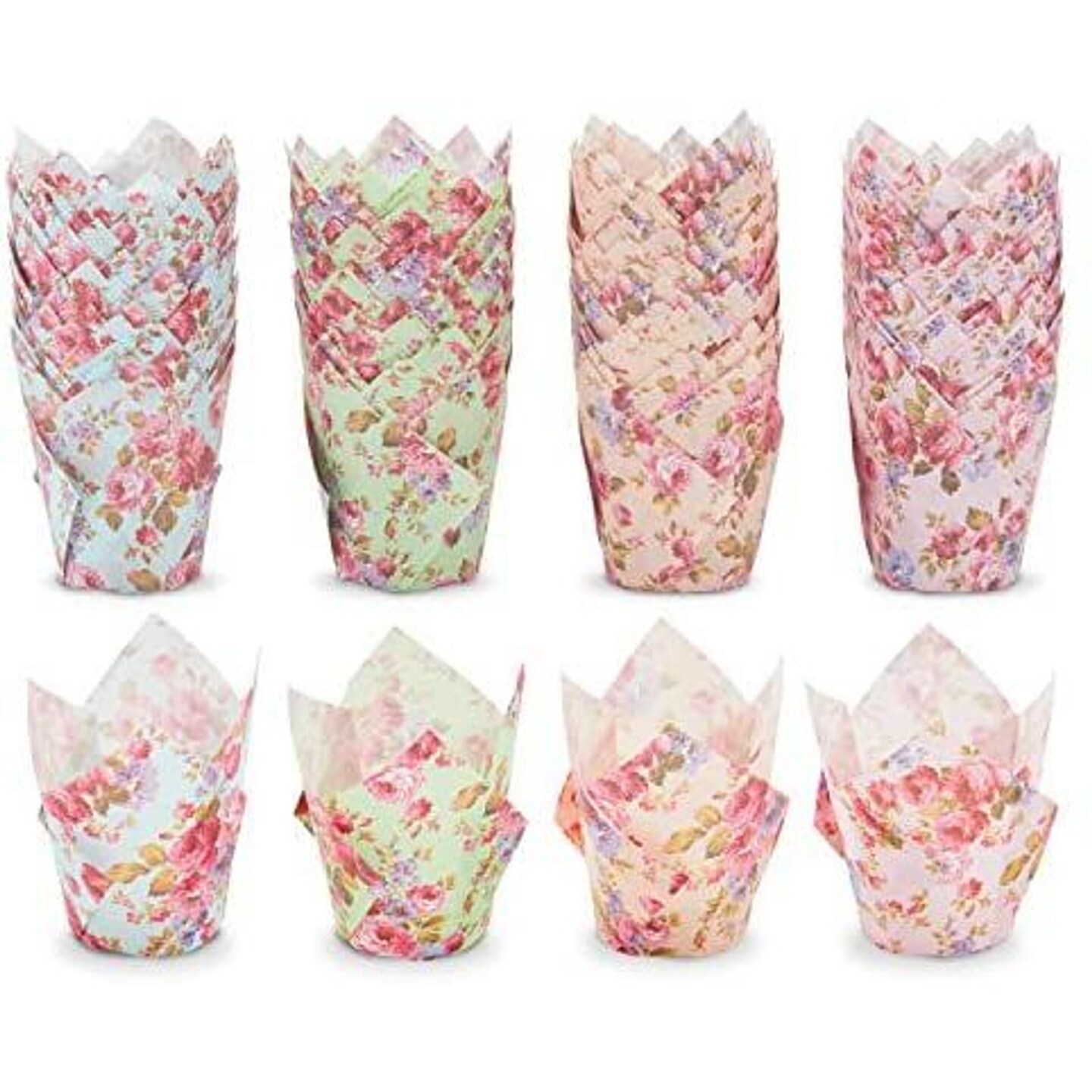200 Pack Tulip Cupcake Liners, Floral Baking Cups for Birthdays, Weddings, Baby Showers, Spring Events &#x26; Bake Sales