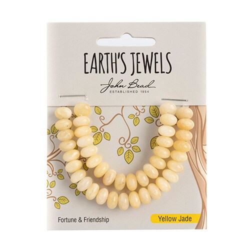 Earth&#x2019;s Jewels Semi-Precious Rondelle Yellow Jade Natural