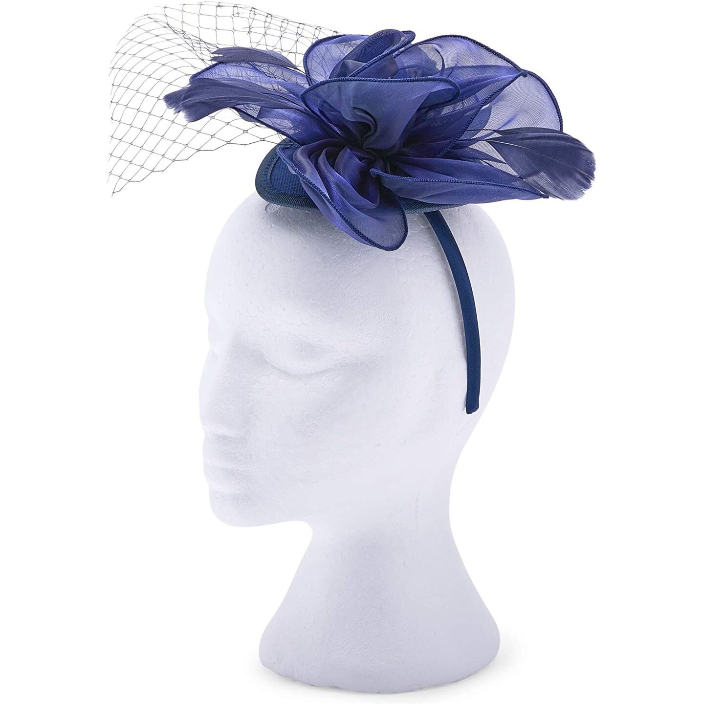 2 Pack Pink and Blue Fascinator Hat Headbands for Women Girls Tea Party with Mesh &#x26; Feathers