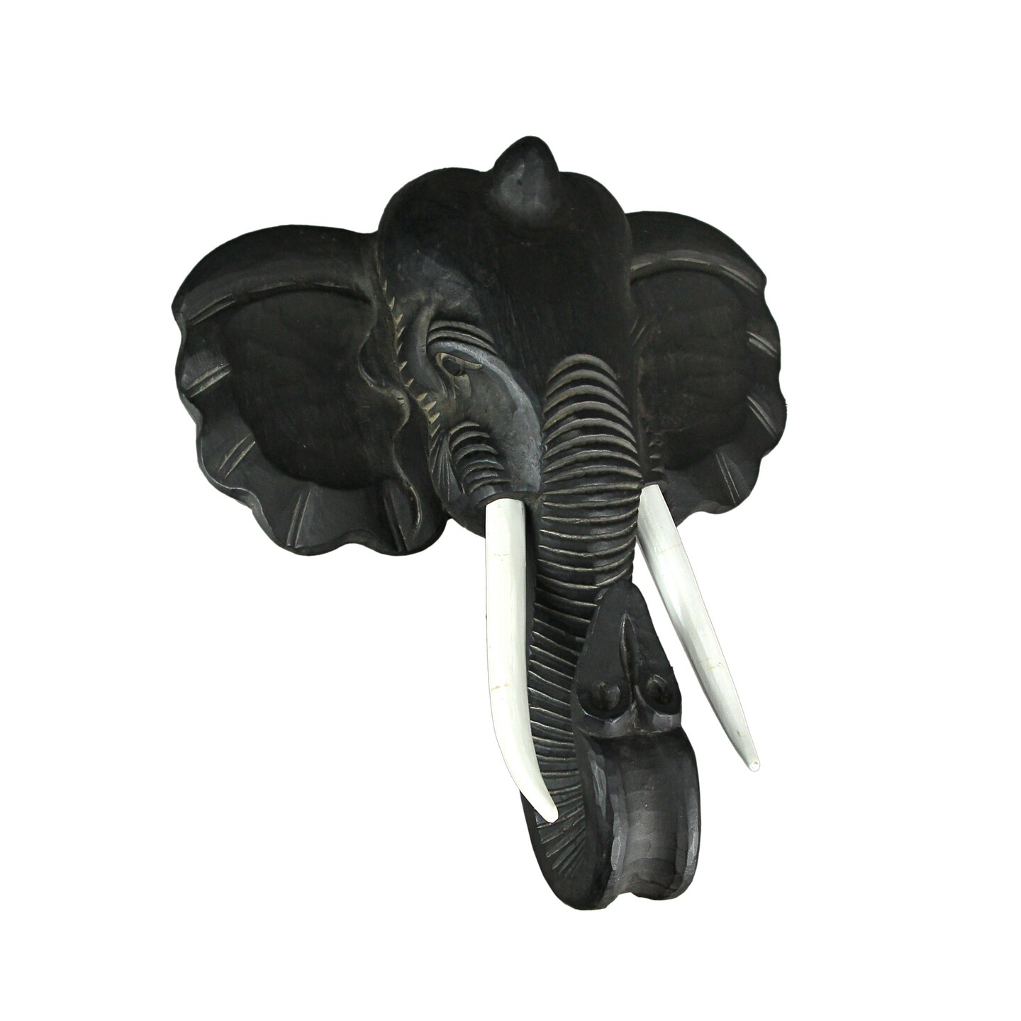 Hand Carved African Elephant Bust Sculpture Wooden Home Decor Wall Art Statue