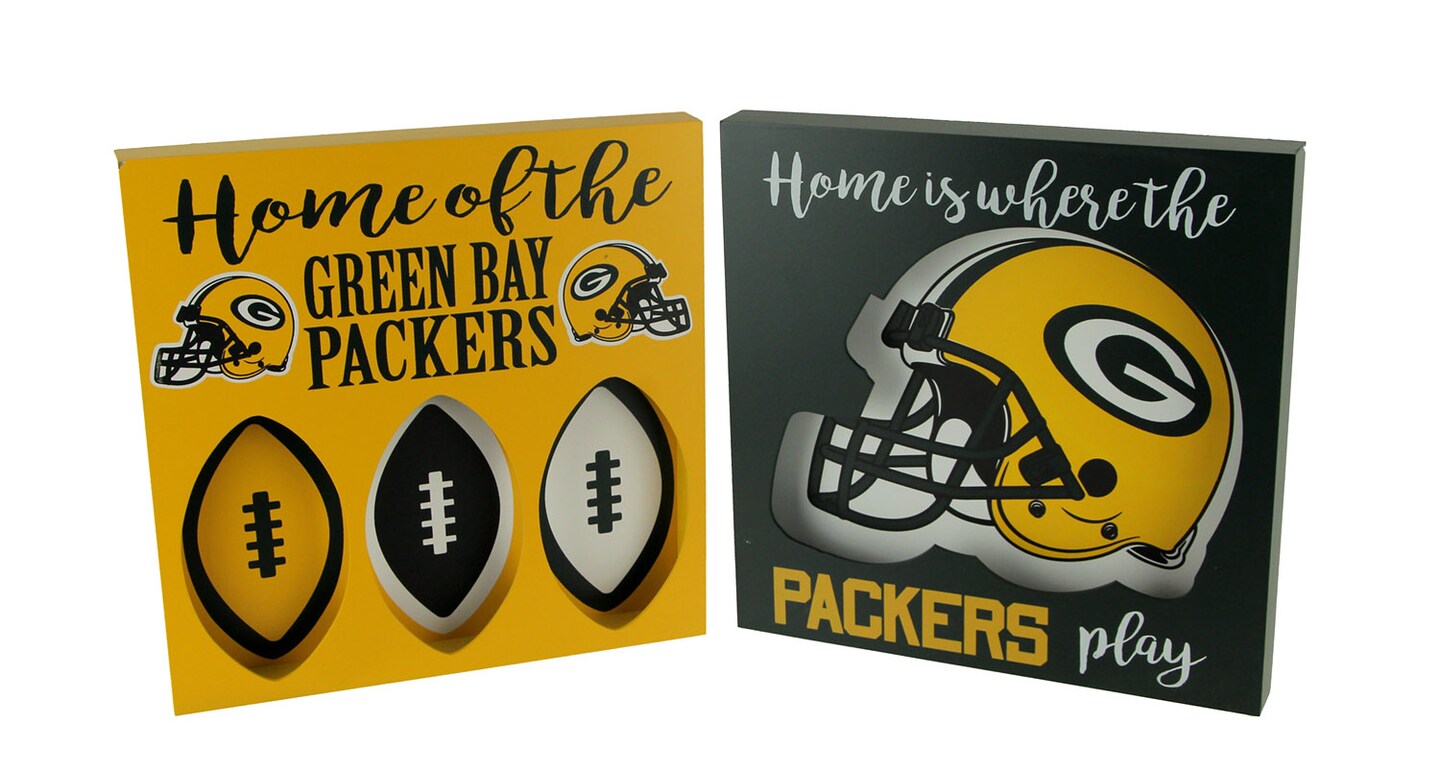 NFL Green Bay Packers Cut Out Helmet and Football Shapes Wall Hangings