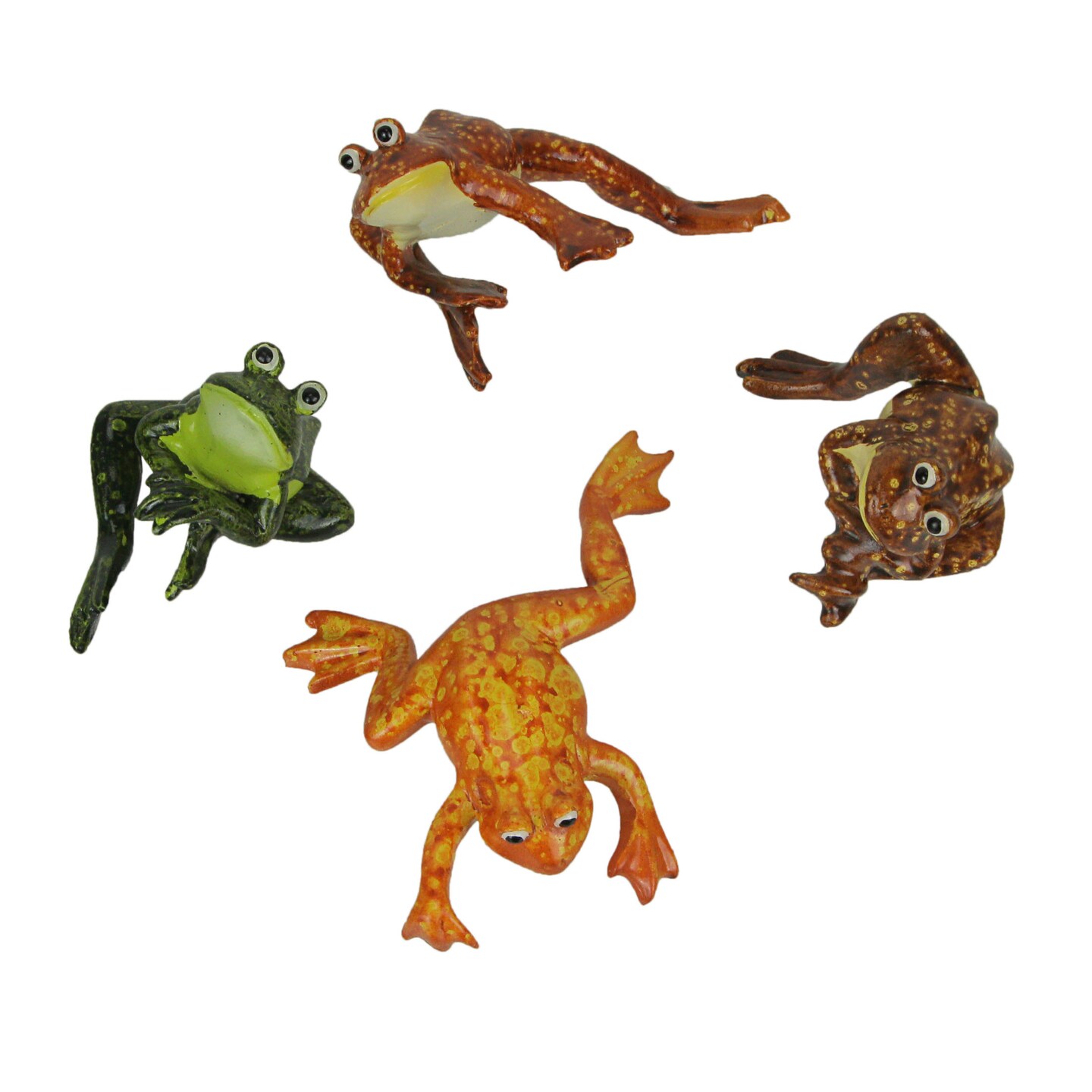 Set of 4 Adorable Multicolor Frog Figurine Plant Pot Hangers