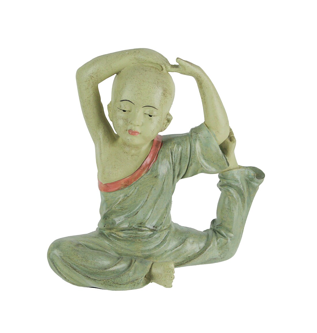 Stunning Aged Finish Child Monk Yoga Pigeon Pose Statue 8 Inches High
