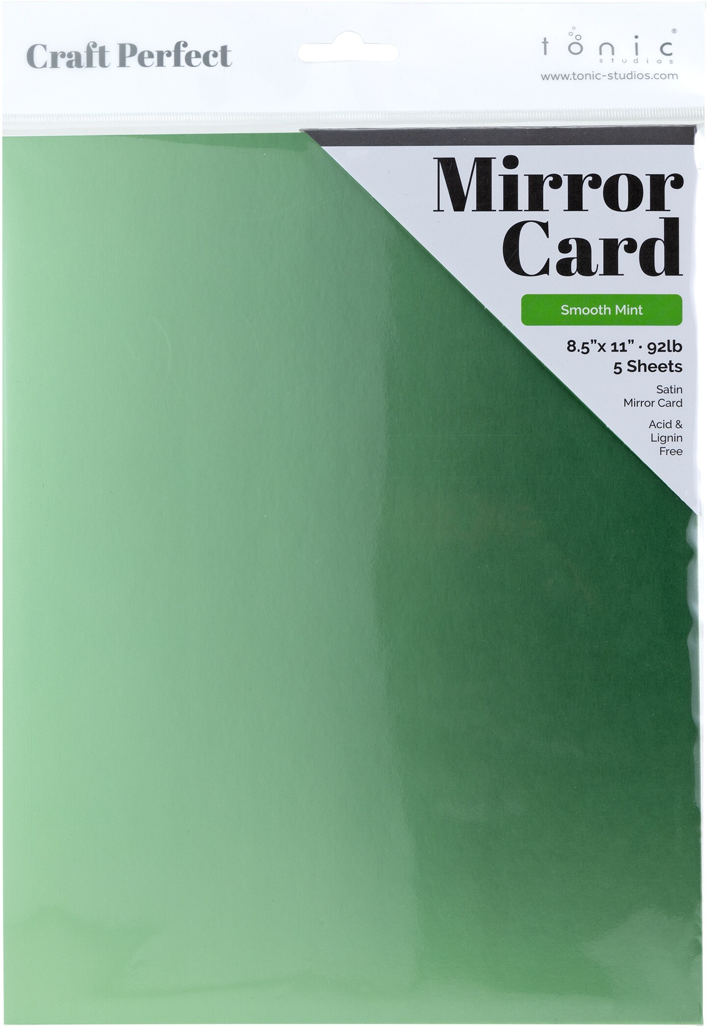 Craft Perfect Smooth Mint Mirror Cardstock Paper, High Gloss, 8.5x11 in, 5 pack