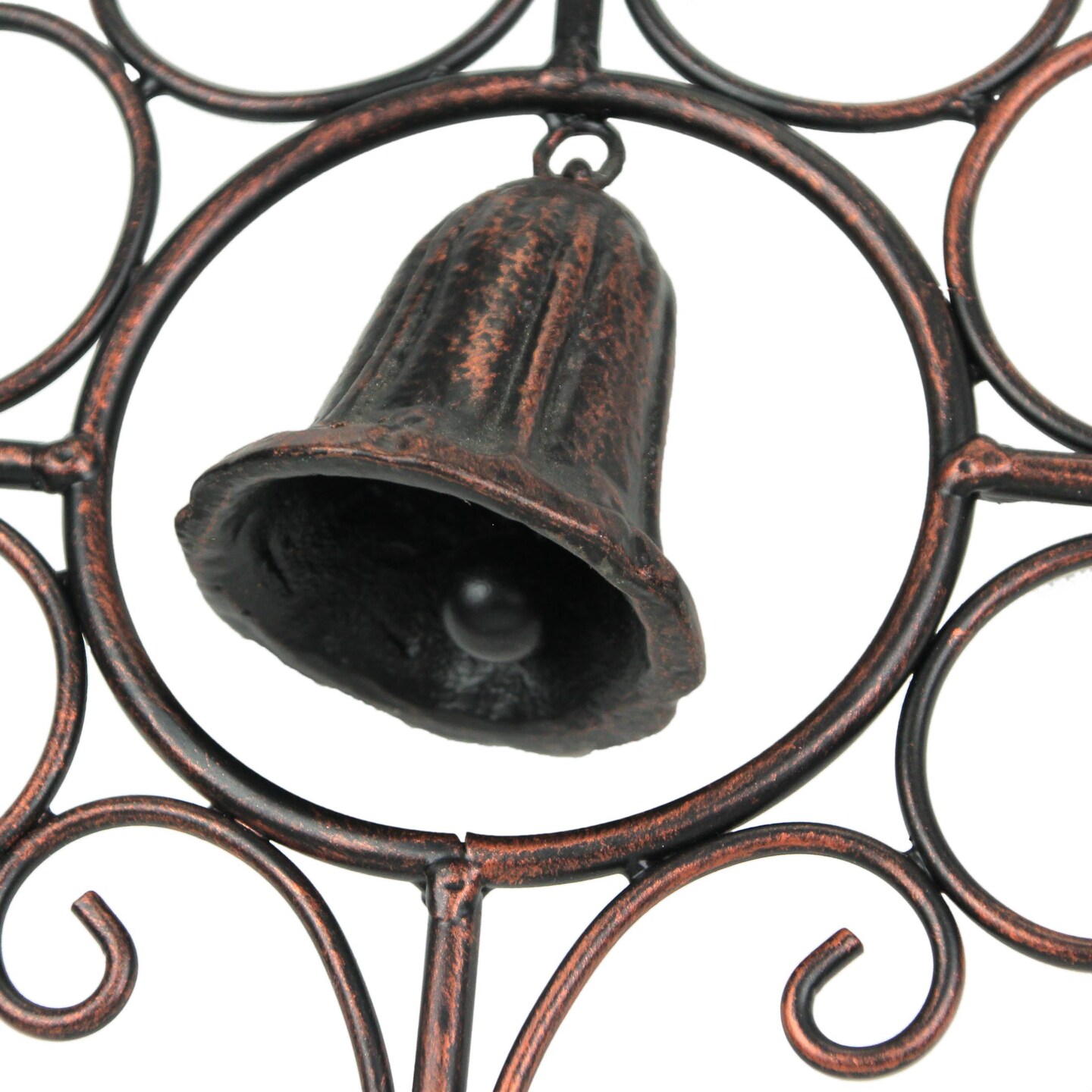 Set of 2 Scroll Design Metal Garden Stakes With Wind Bells