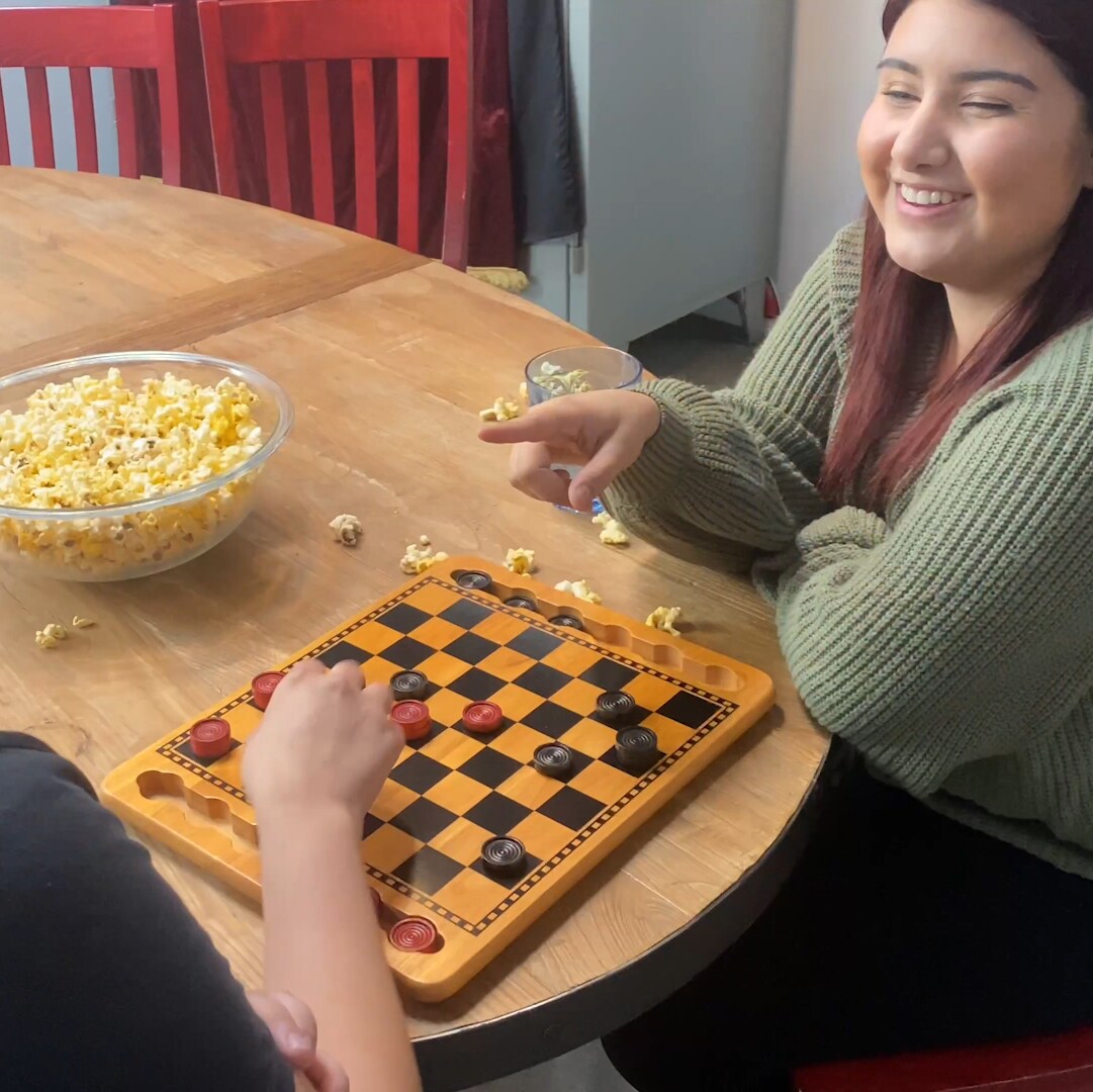 WE Games 14 in. Red and Black Solid Wood Checkers Set, Grooves in Board