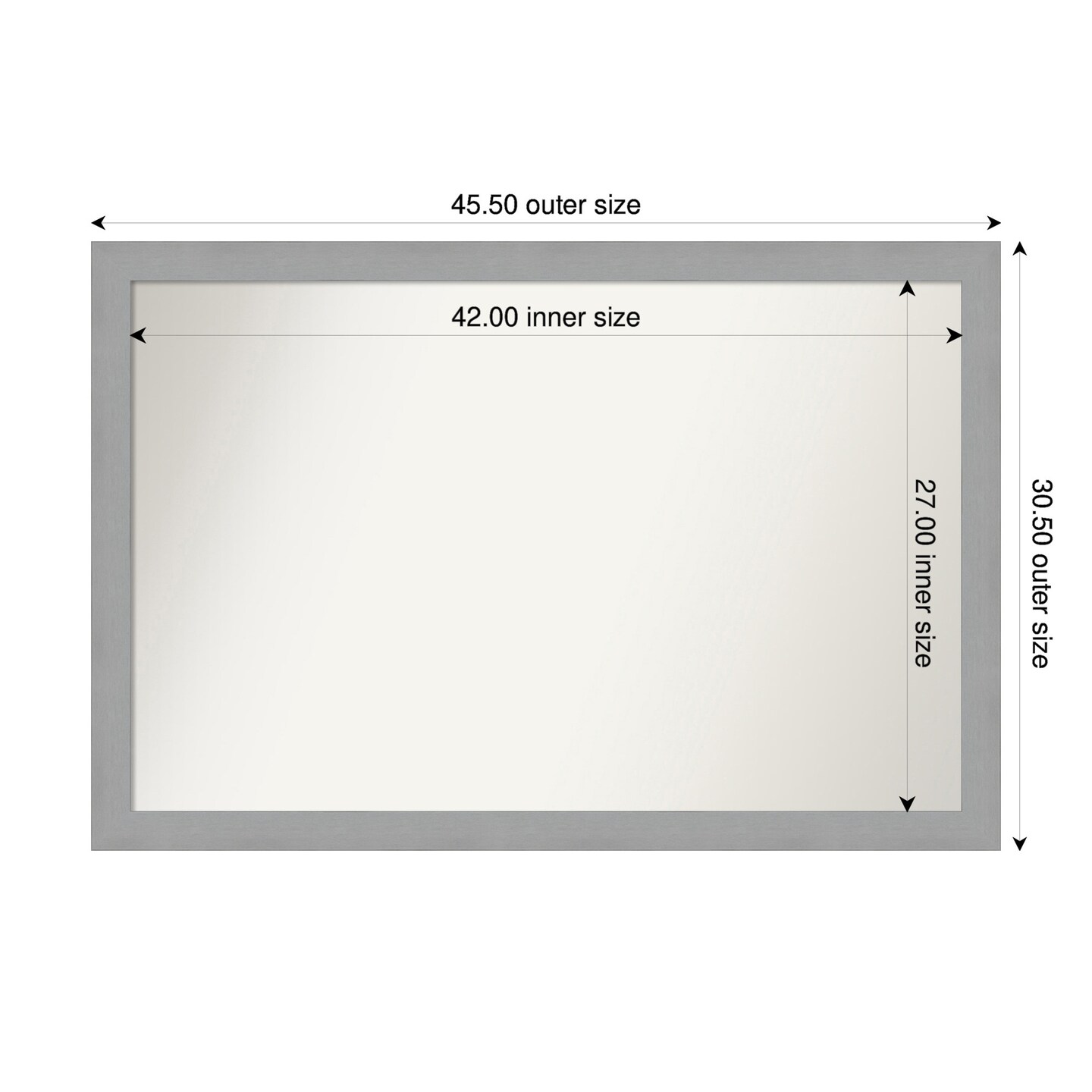 Brushed Nickel Non-Beveled Custom Framed Bathroom Vanity Wall Mirror