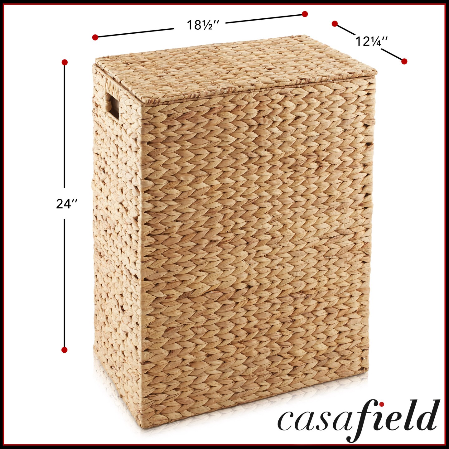 Casafield Large Laundry Hamper with Lid and Removable Liner Bag, Woven Water Hyacinth Rectangular Laundry Basket Sorter for Clothes and Towels