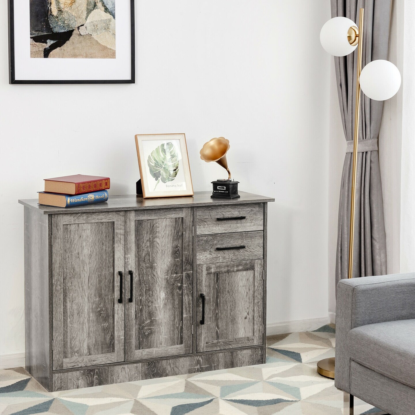 Buffet Storage Cabinet Kitchen Sideboard with 2 Drawers