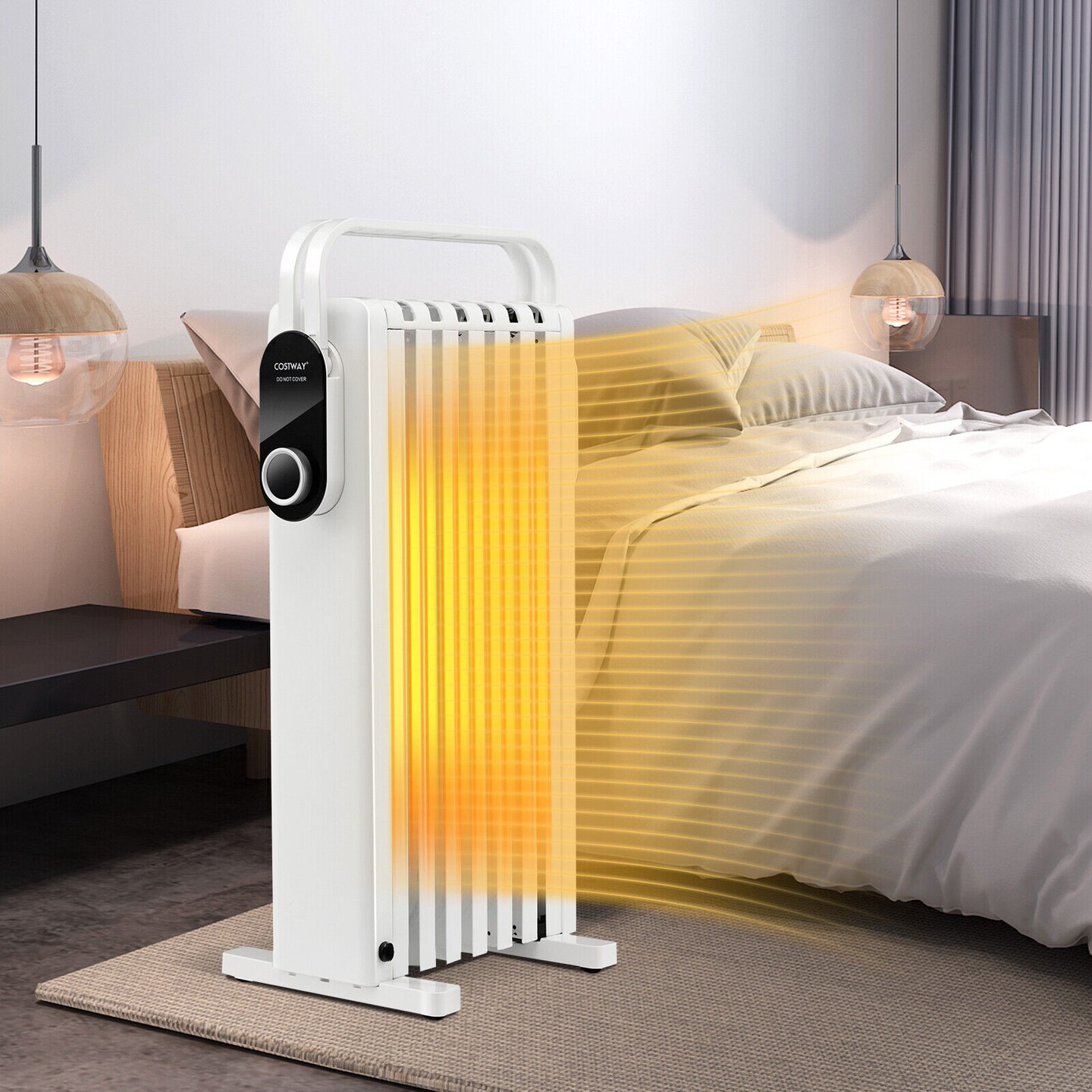 1500W Electric Space Heater Oil Filled Radiator Heater with Foldable Rack