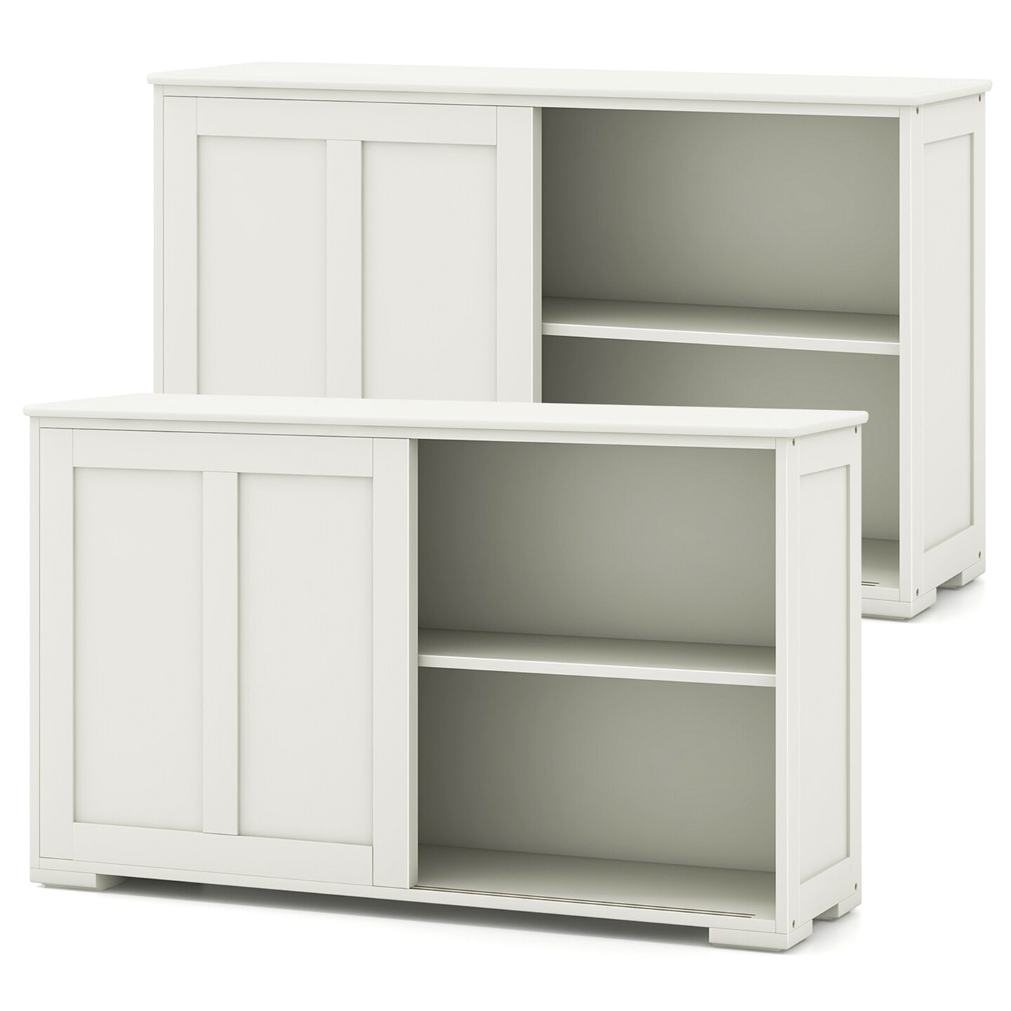Buffeet Platform Costway Stackable Buffet Sideboard Set of 2 with Sliding Doors ...