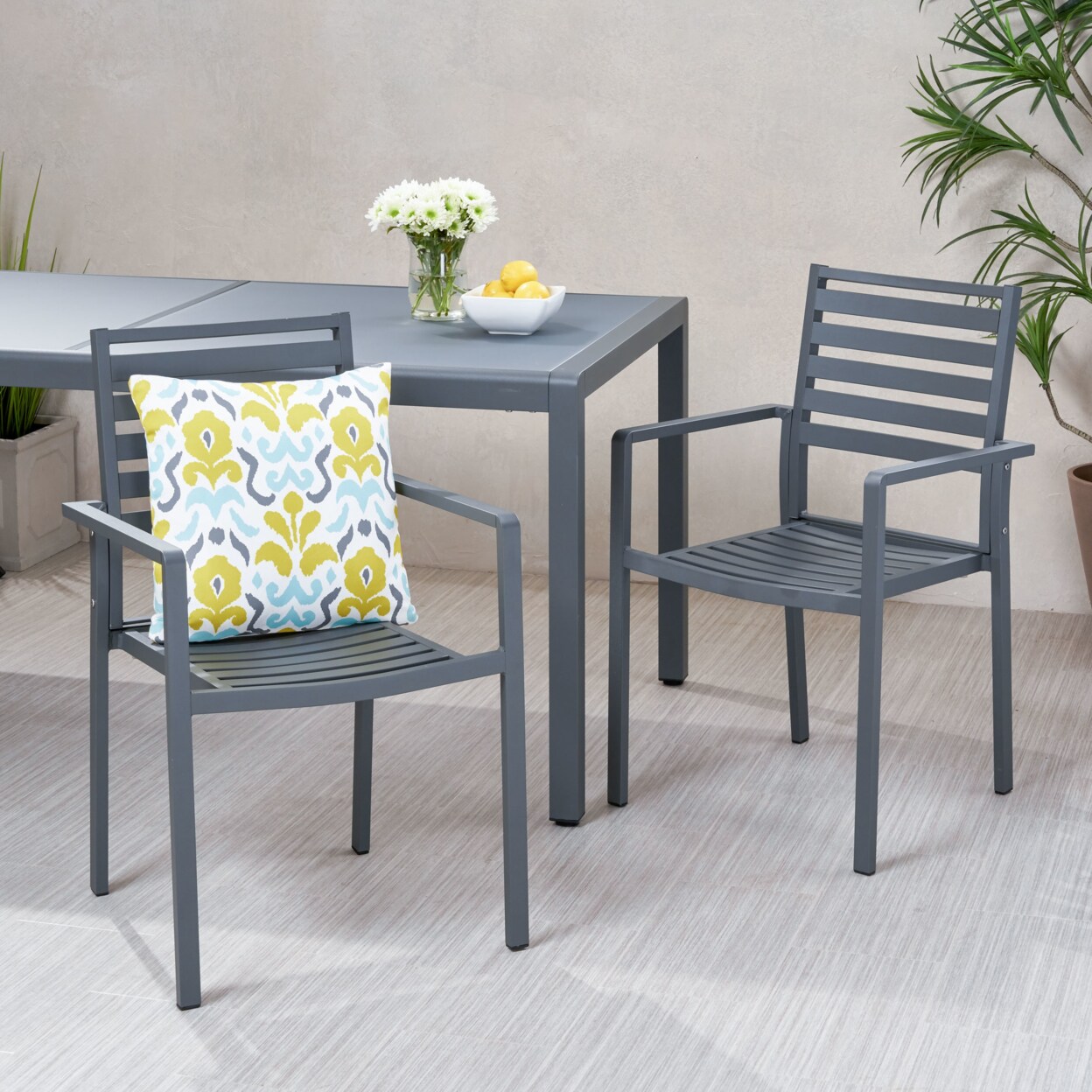 GDF Studio Daisy Outdoor Modern Aluminum Dining Chair (Set of 2)