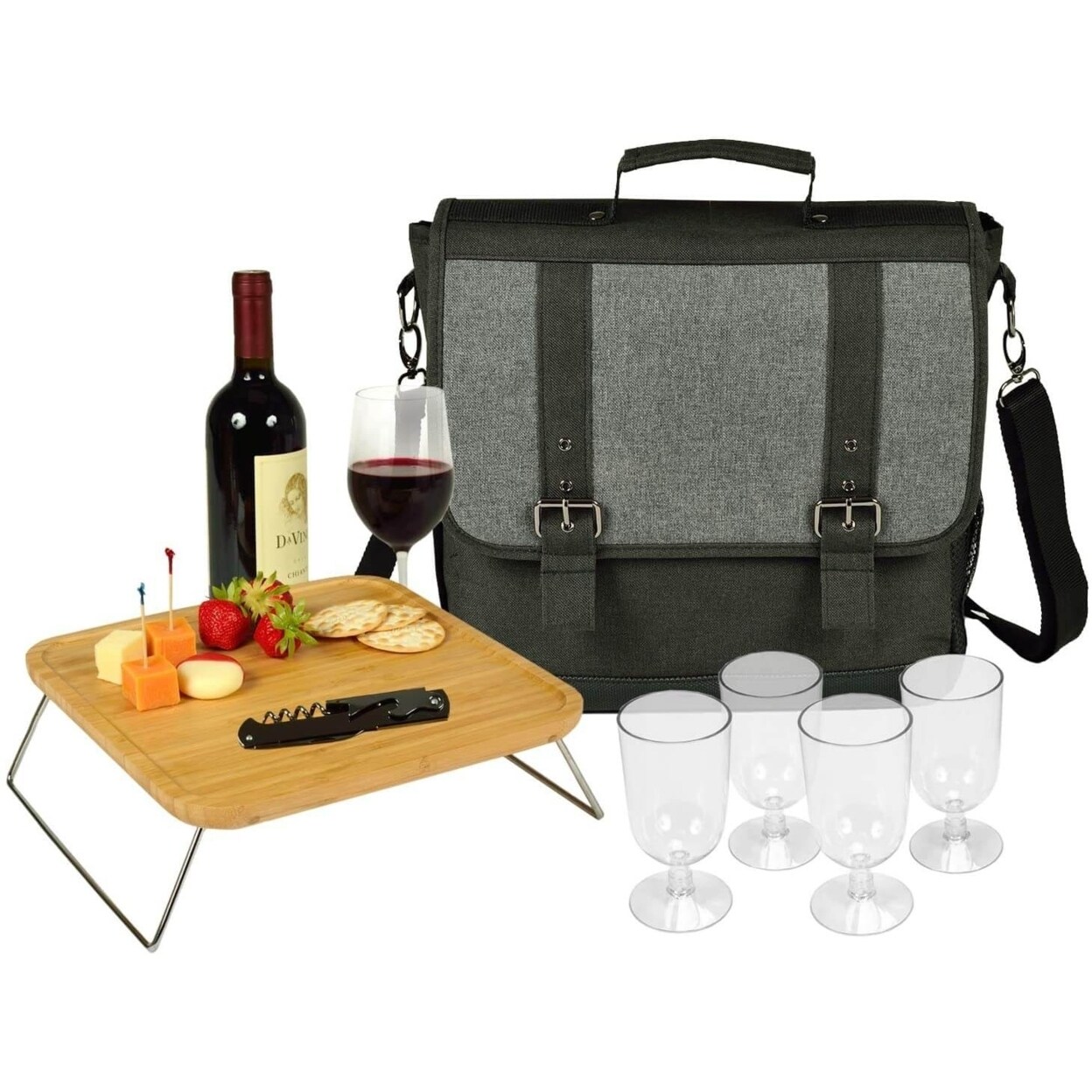 Picnic at Ascot   Wine Messenger Bag w/ Table