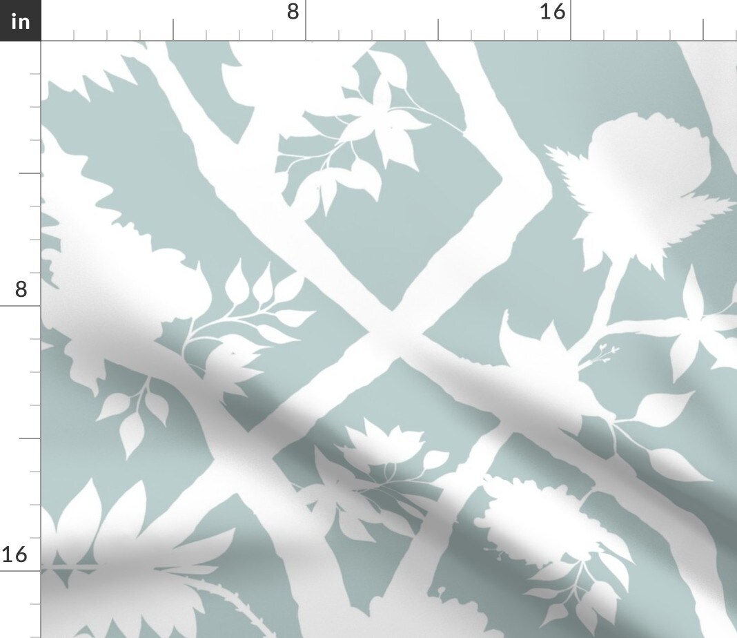 Floral Silhouette Tropical Retro Modern Botanical Boho Chic Coastal Garden Large Scale Custom Printed Fabric by Spoonflower Various Fabrics by the Yard or Fat Quarter