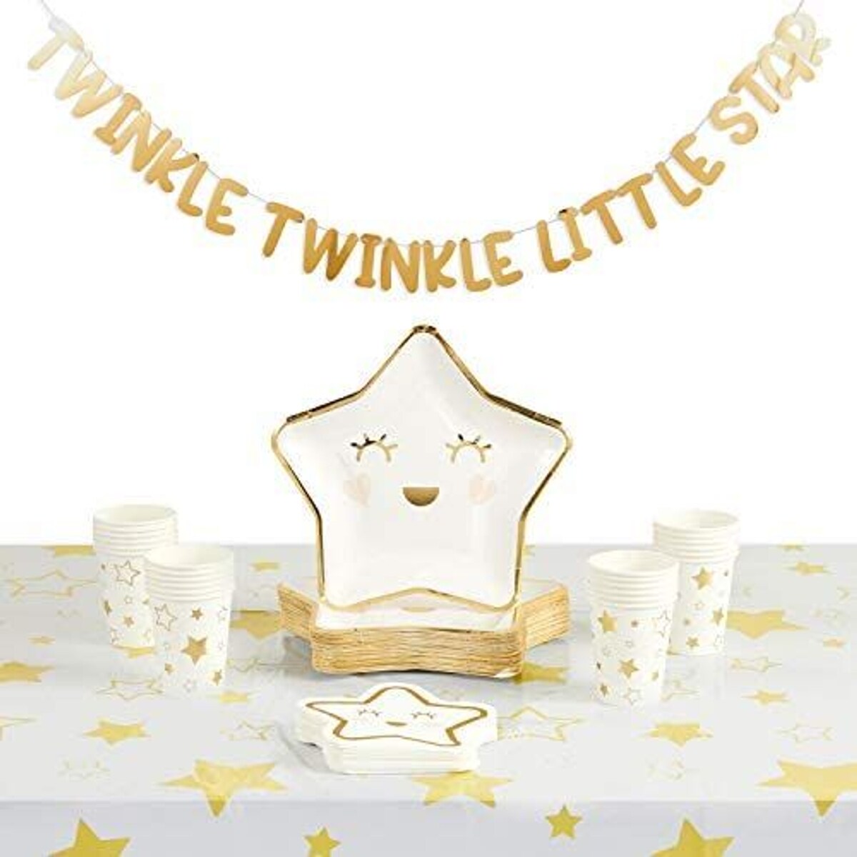 Twinkle Twinkle Little Star Party Supplies for Gender Reveal, Baby Shower (Serves 24)