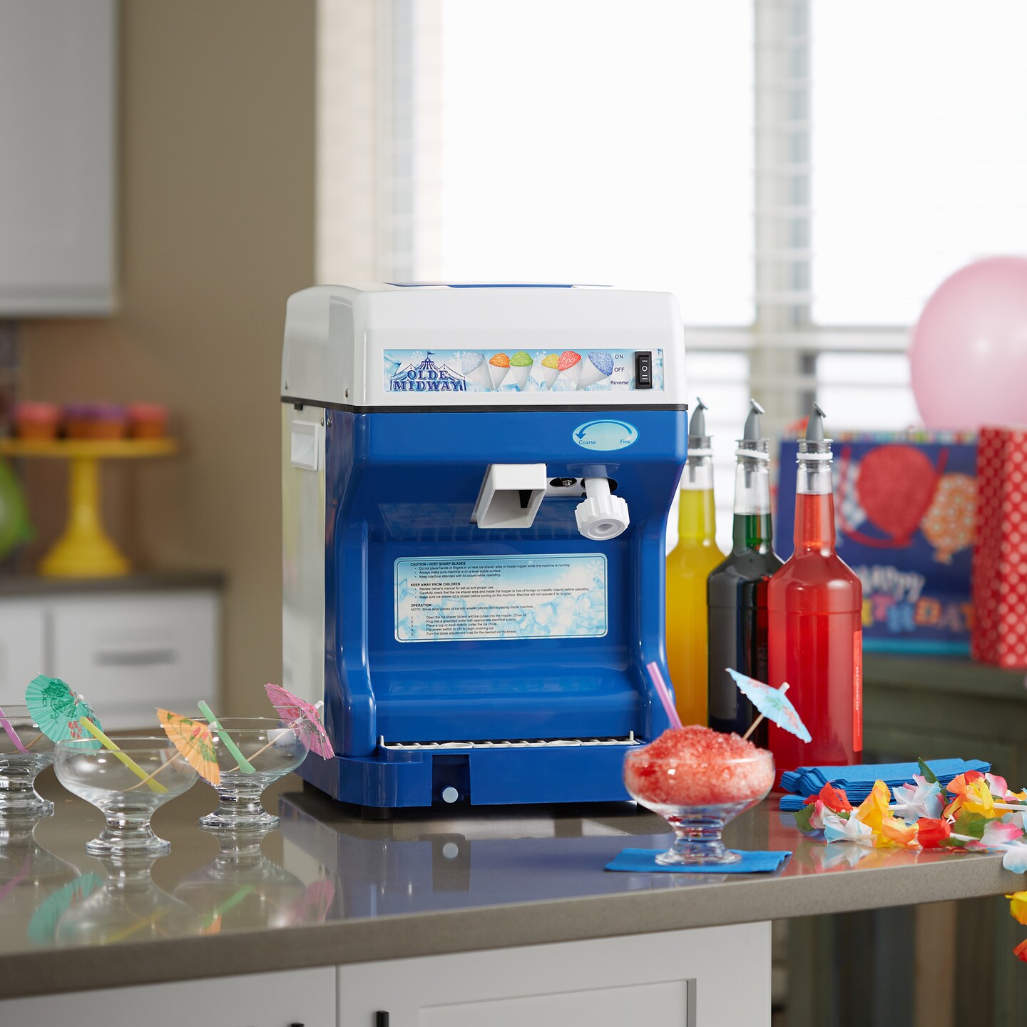 Olde Midway Snow Cone Machine, Electric Shaved Ice Slushie Dessert Maker for Home and Commercial Use