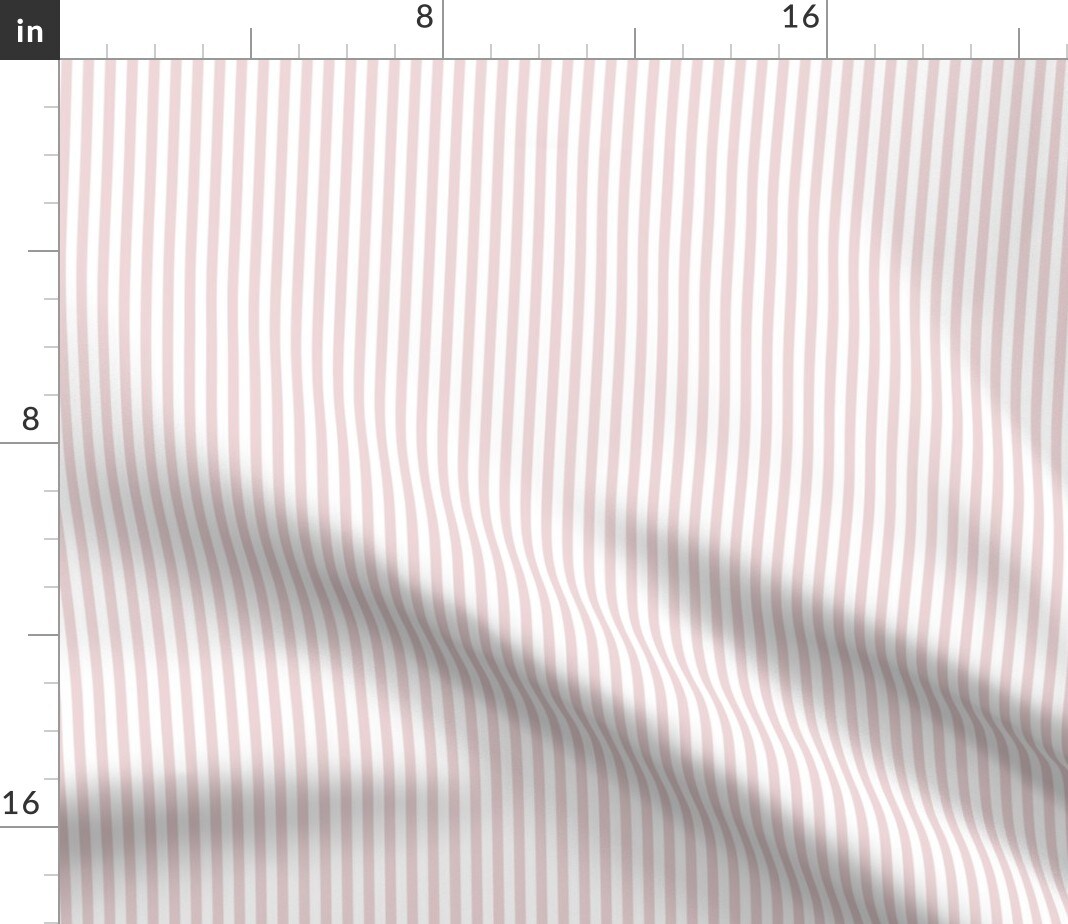 Pink Blush Narrow Stripe Candy Small Scale Beach Hut Coastal Custom Printed Fabric by Spoonflower Various Fabrics by the Yard or Fat Quarter