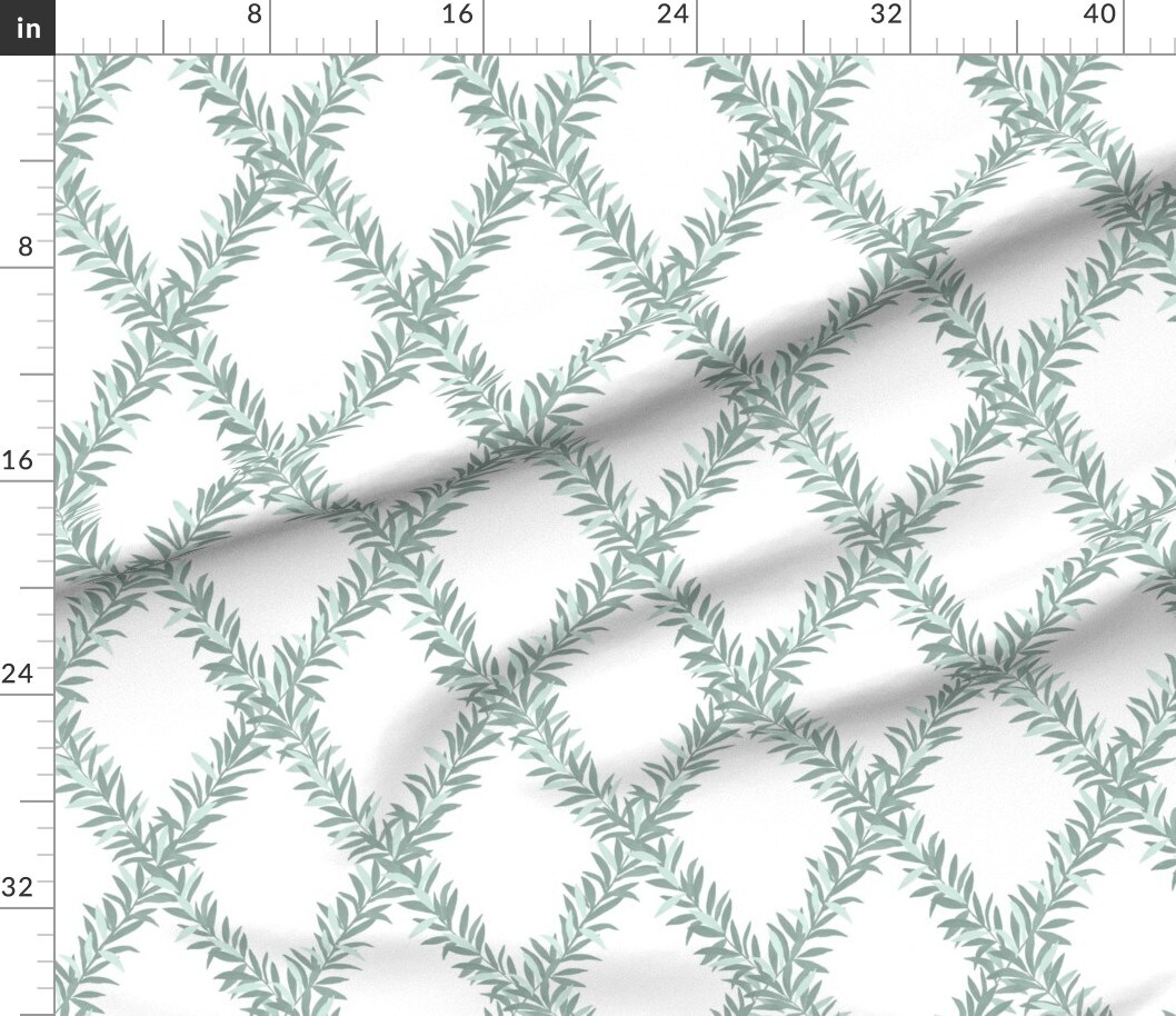 Trellis Botanical Floral Geometric Lattice Diamond Green Sage Garden Large Scale Custom Printed Fabric by Spoonflower Various Fabrics by the Yard or Fat Quarter