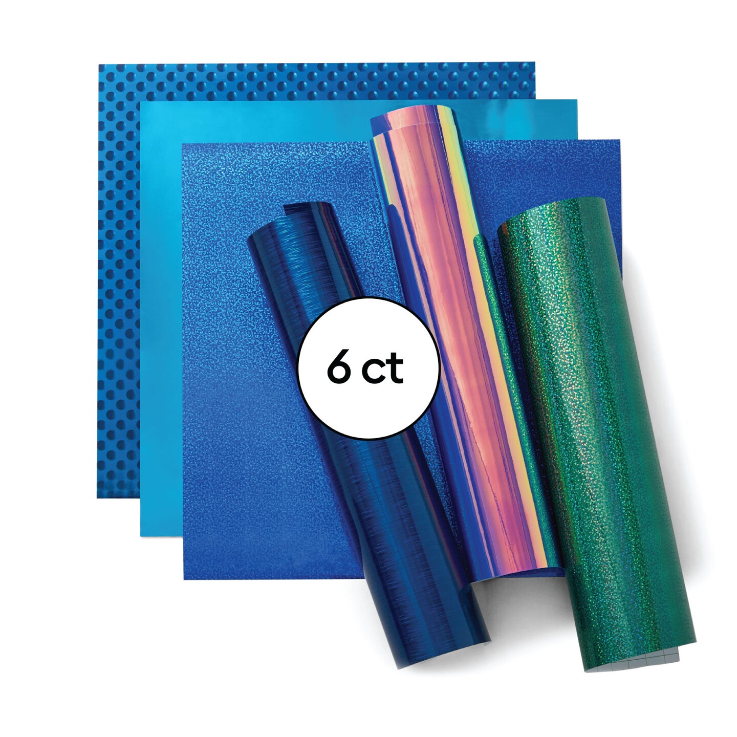 Cricut Holographic Vinyl, Blue Sampler - Permanent (6 ct)